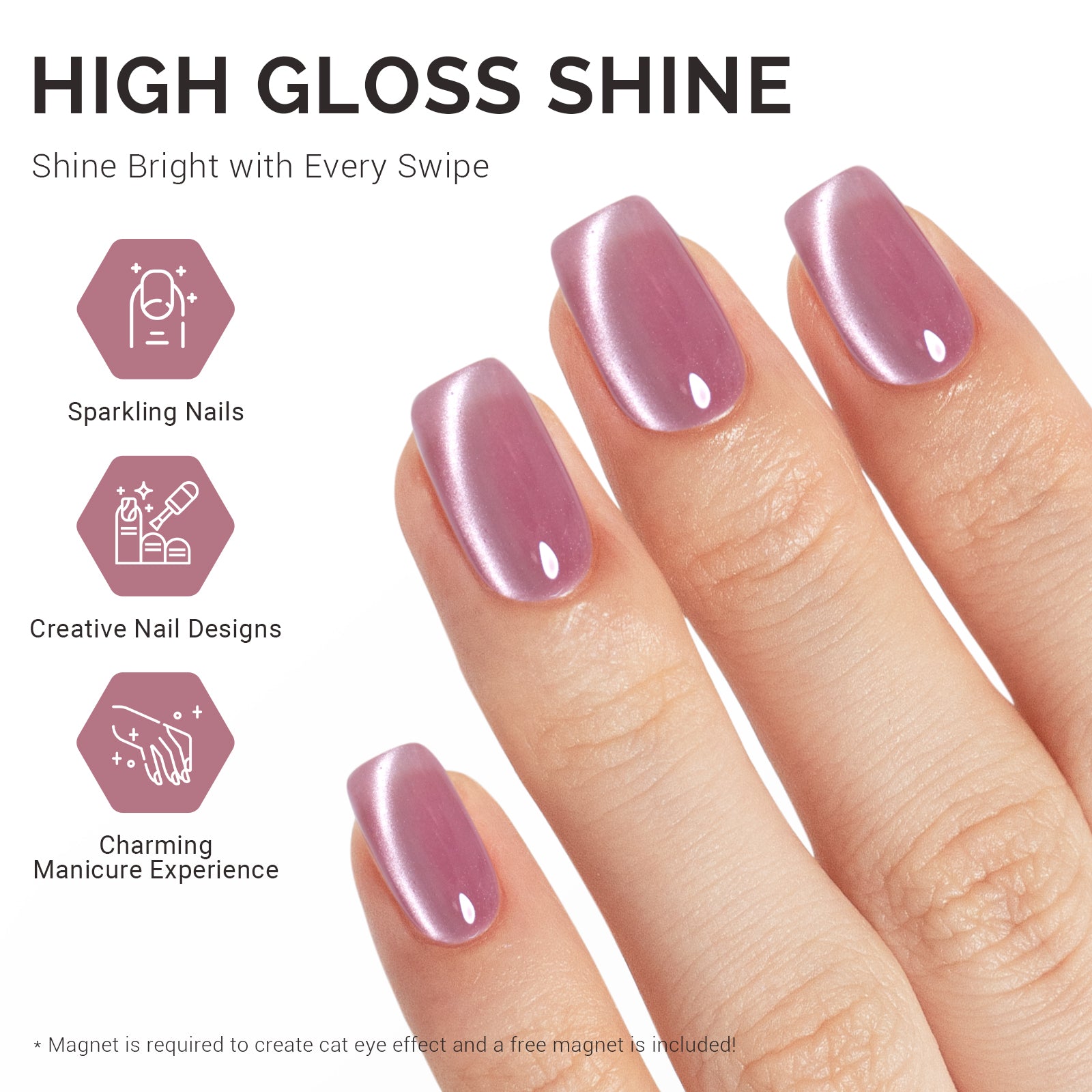 Jeweliver Cat Eye Gel Nail Polish 0.5 fl oz/15ml - Mist Pink B5604 - 图片4