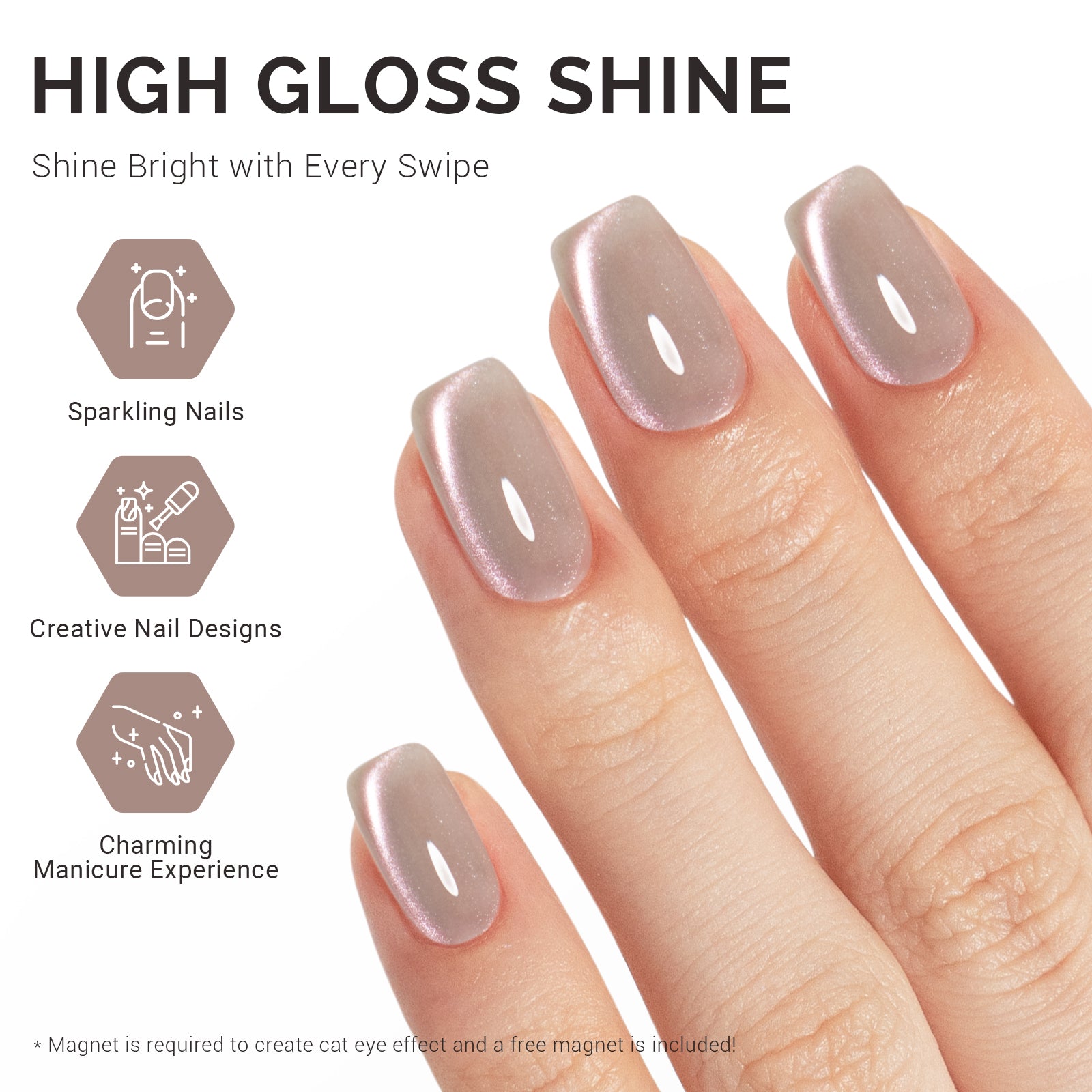 Jeweliver Cat Eye Gel Nail Polish 0.5 fl oz/15ml - Nude Glitter B5404 - 图片4