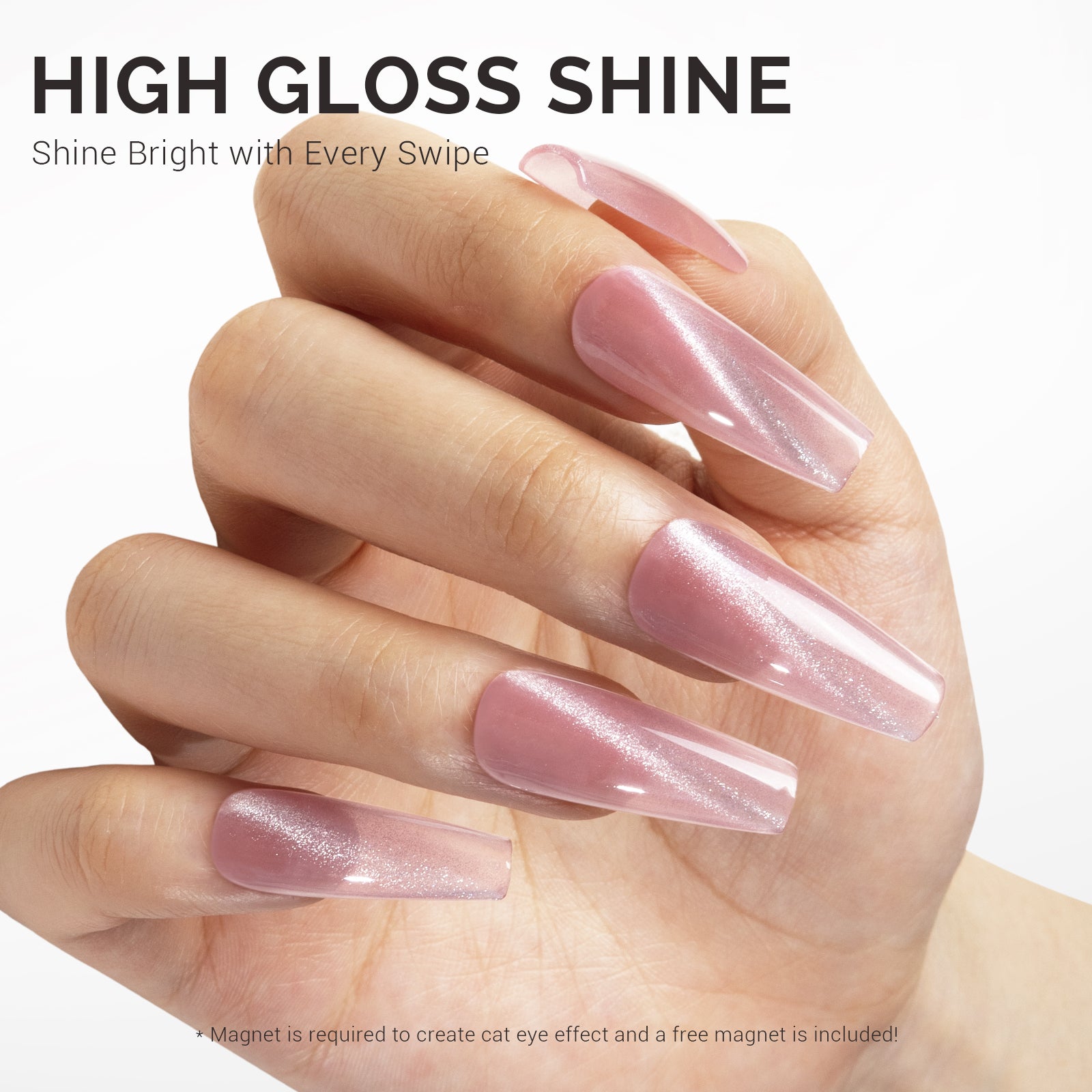 Jeweliver Cat Eye Gel Nail Polish 0.5 fl oz/15ml - Cherry Blossom Pink C04 - 图片3