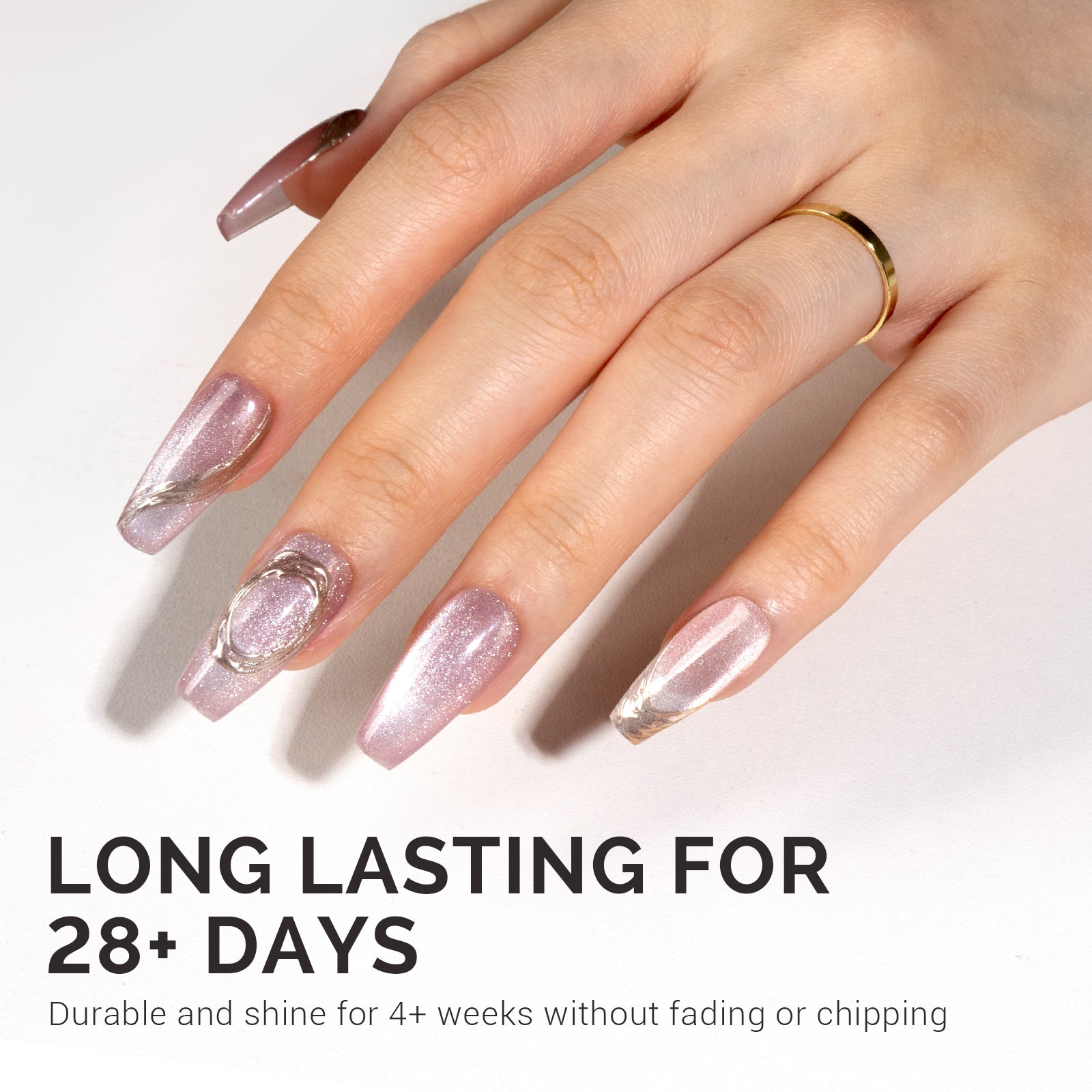 Jeweliver Cat Eye Gel Nail Polish 0.5 fl oz/15ml - Cherry Blossom Pink C04 - 图片4