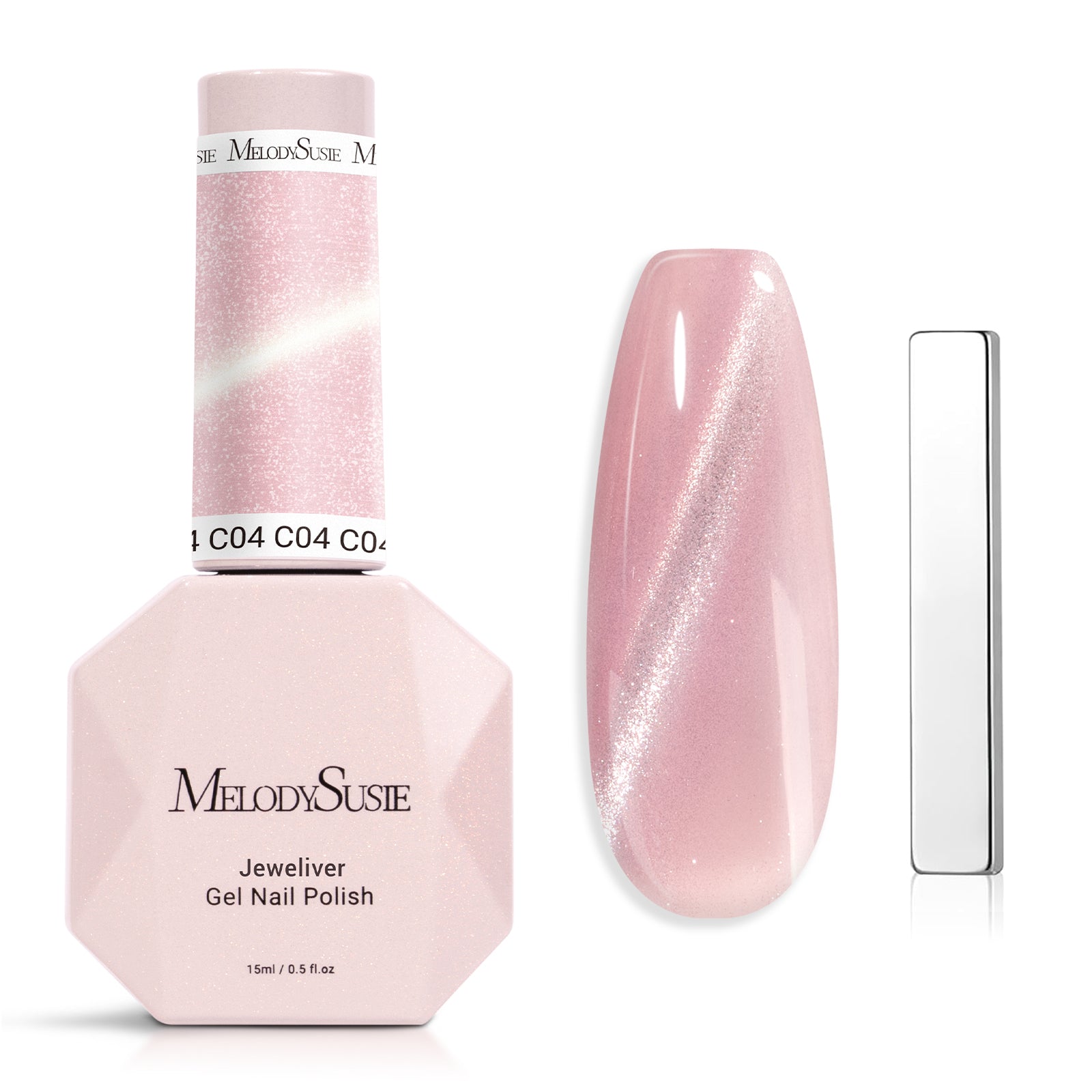 Jeweliver Cat Eye Gel Nail Polish 0.5 fl oz/15ml - Cherry Blossom Pink C04