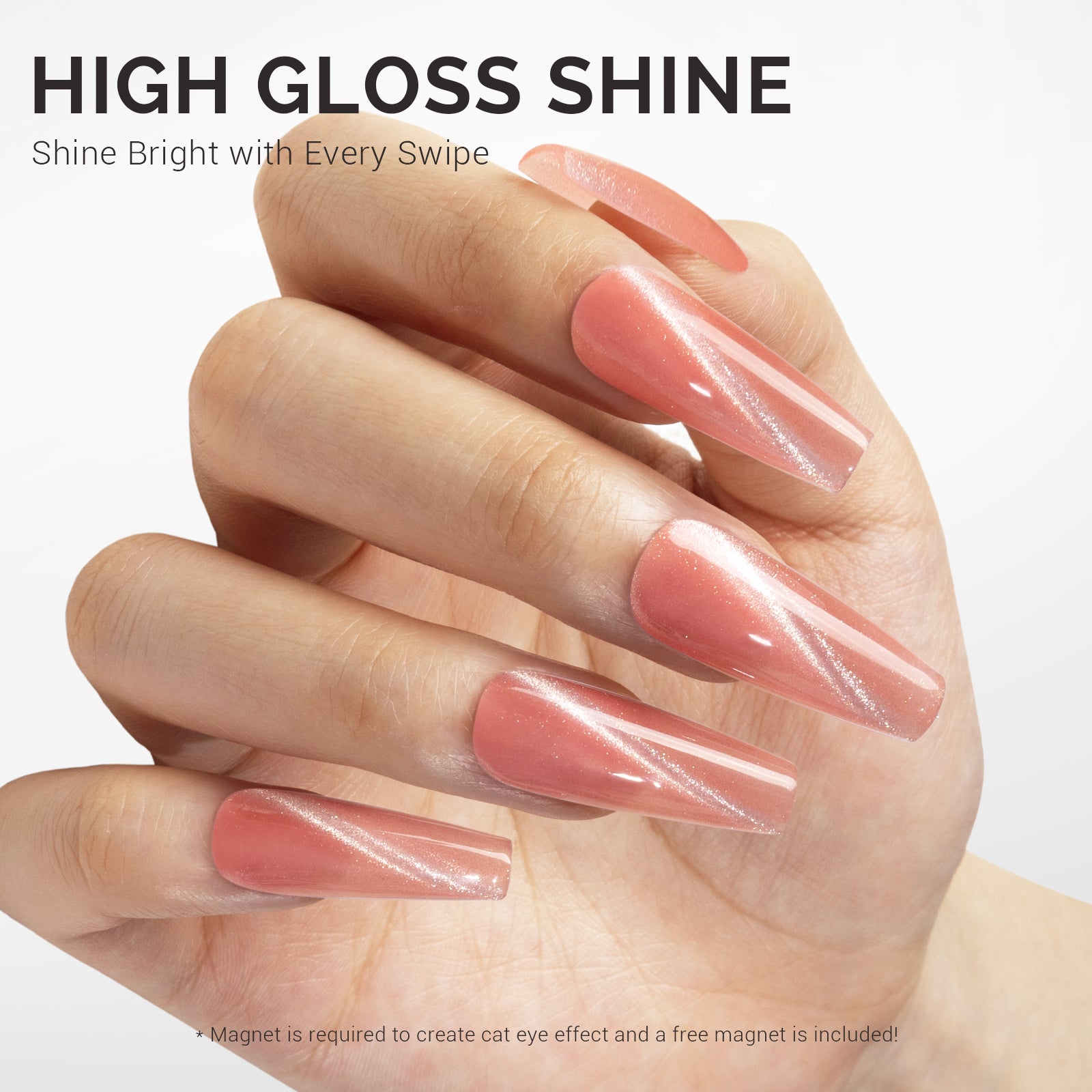 Jeweliver Cat Eye Gel Nail Polish 0.5 fl oz/15ml -  Coral Pink C45 - 图片3