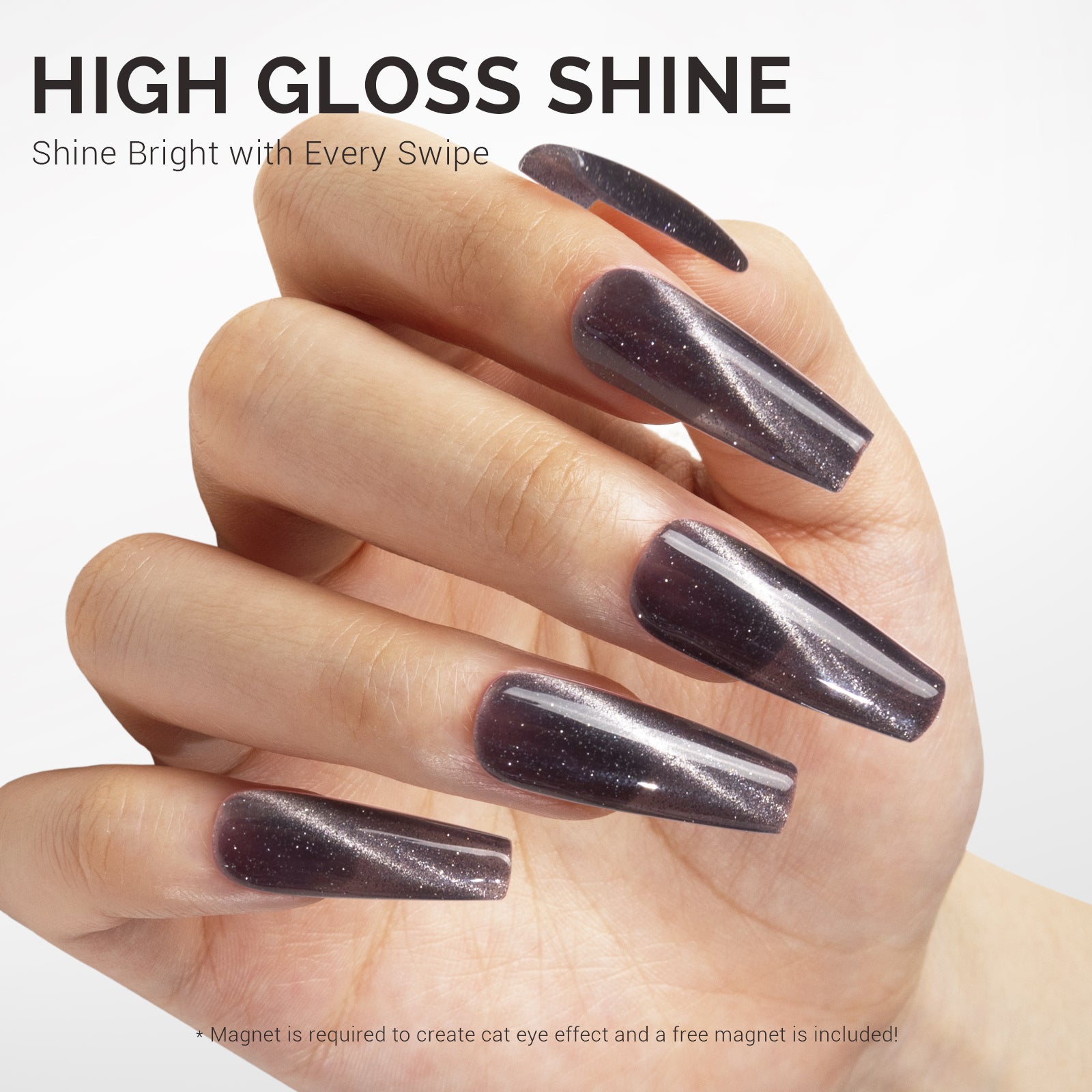 Jeweliver Cat Eye Gel Nail Polish 0.5 fl oz/15ml - Dark Gray C6681 - 图片3