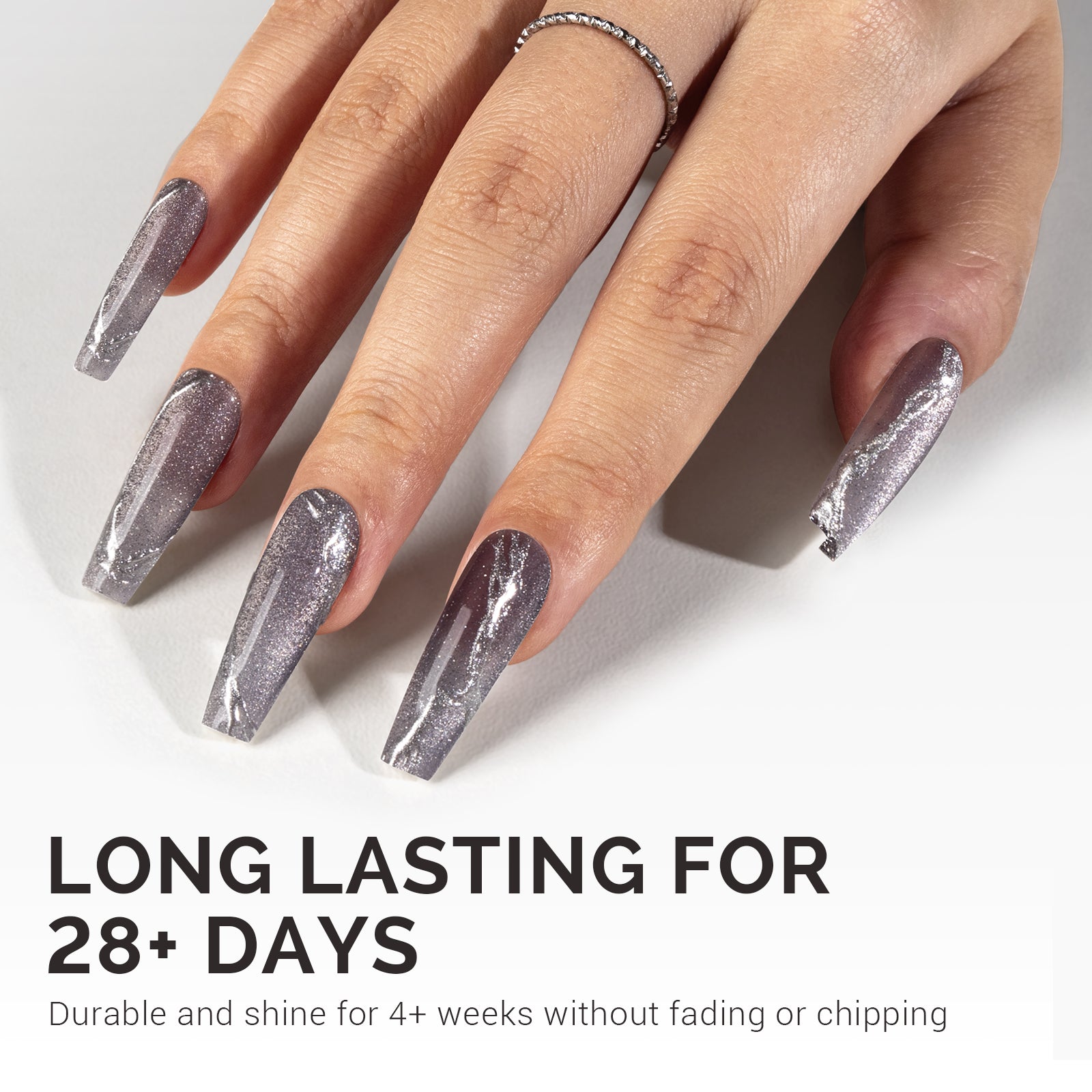 Jeweliver Cat Eye Gel Nail Polish 0.5 fl oz/15ml - Dark Gray C6681 - 图片4