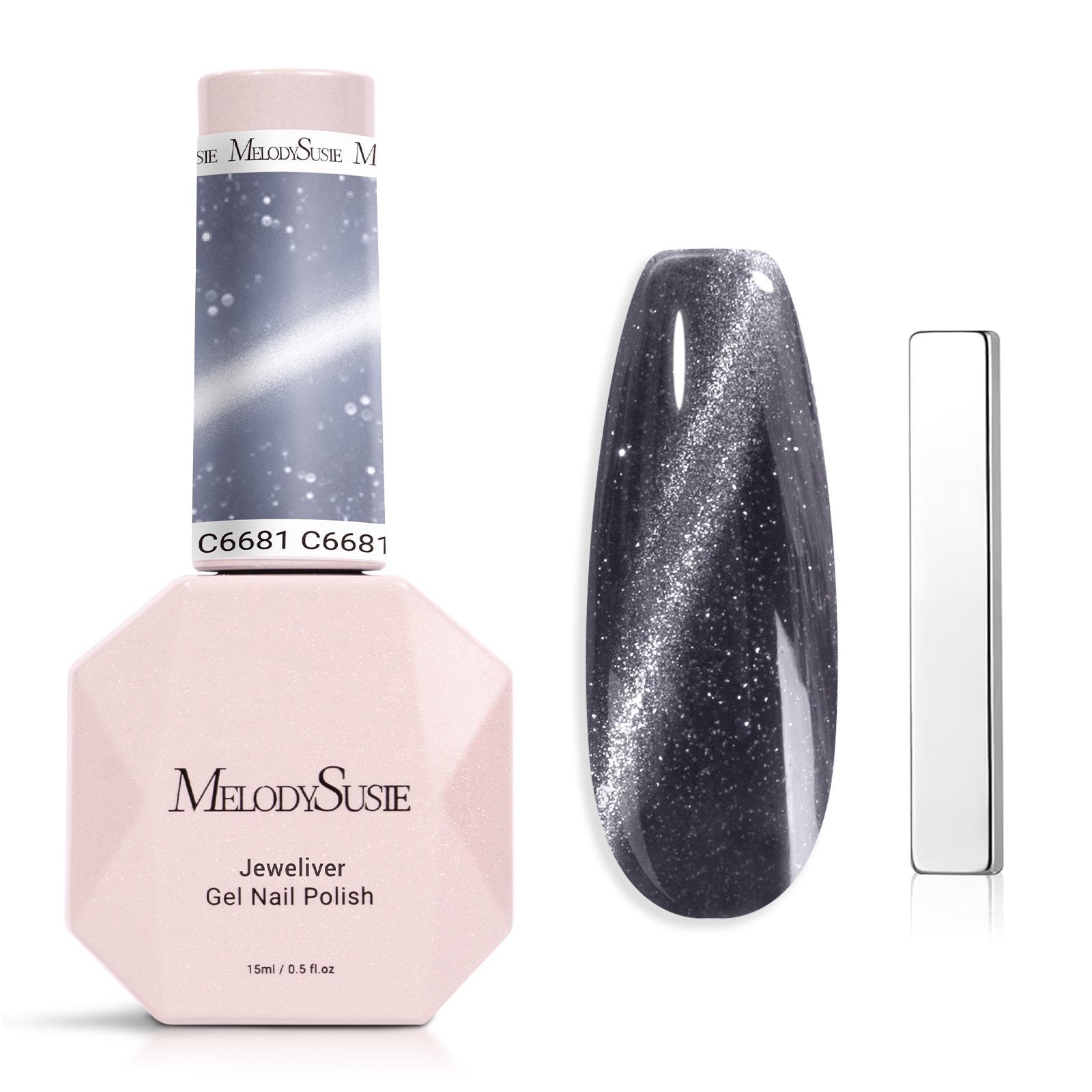 Jeweliver Cat Eye Gel Nail Polish 0.5 fl oz/15ml - Dark Gray C6681