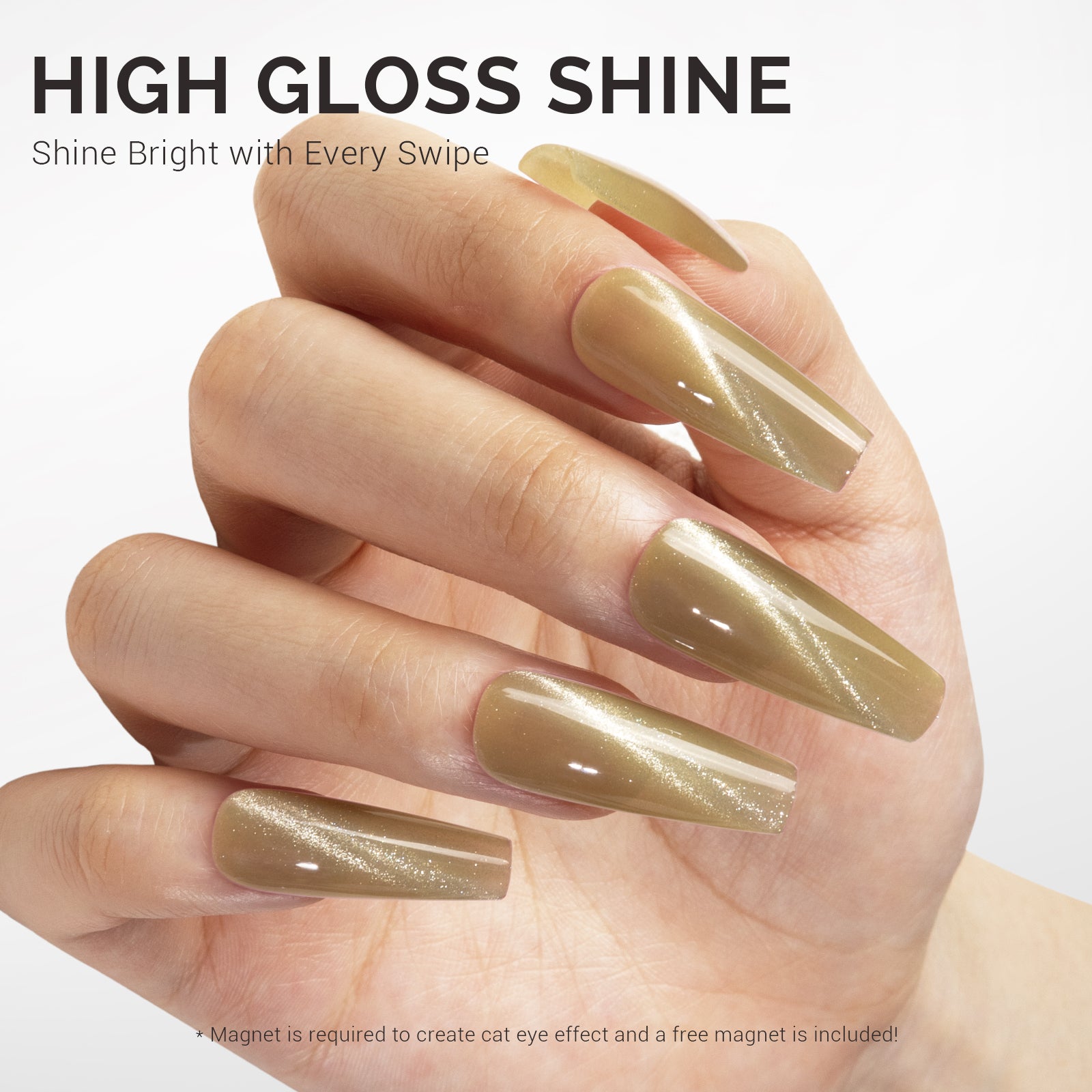 Jeweliver Cat Eye Gel Nail Polish 0.5 fl oz/15ml -  Golden Green C52 - 图片3
