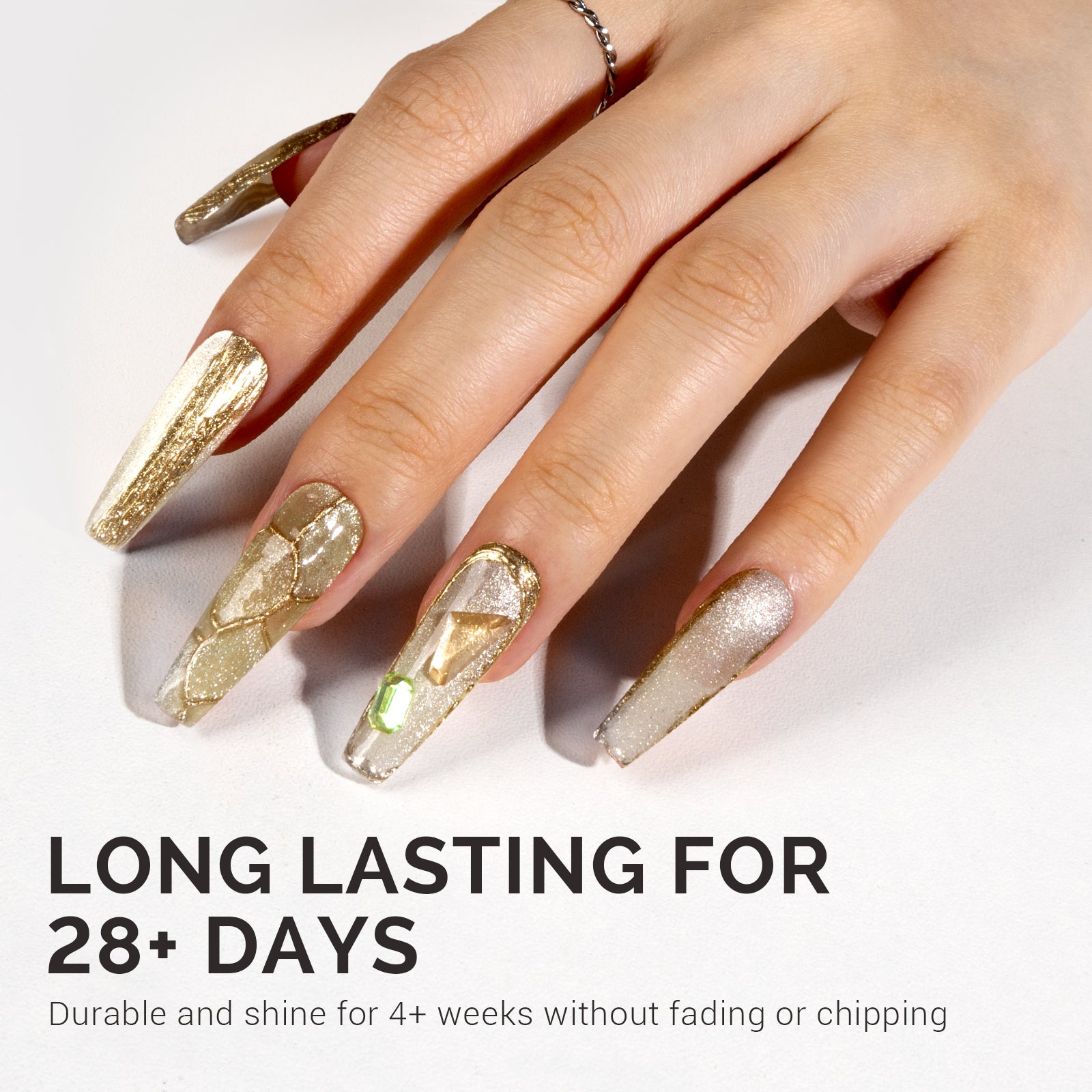 Jeweliver Cat Eye Gel Nail Polish 0.5 fl oz/15ml -  Golden Green C52 - 图片4