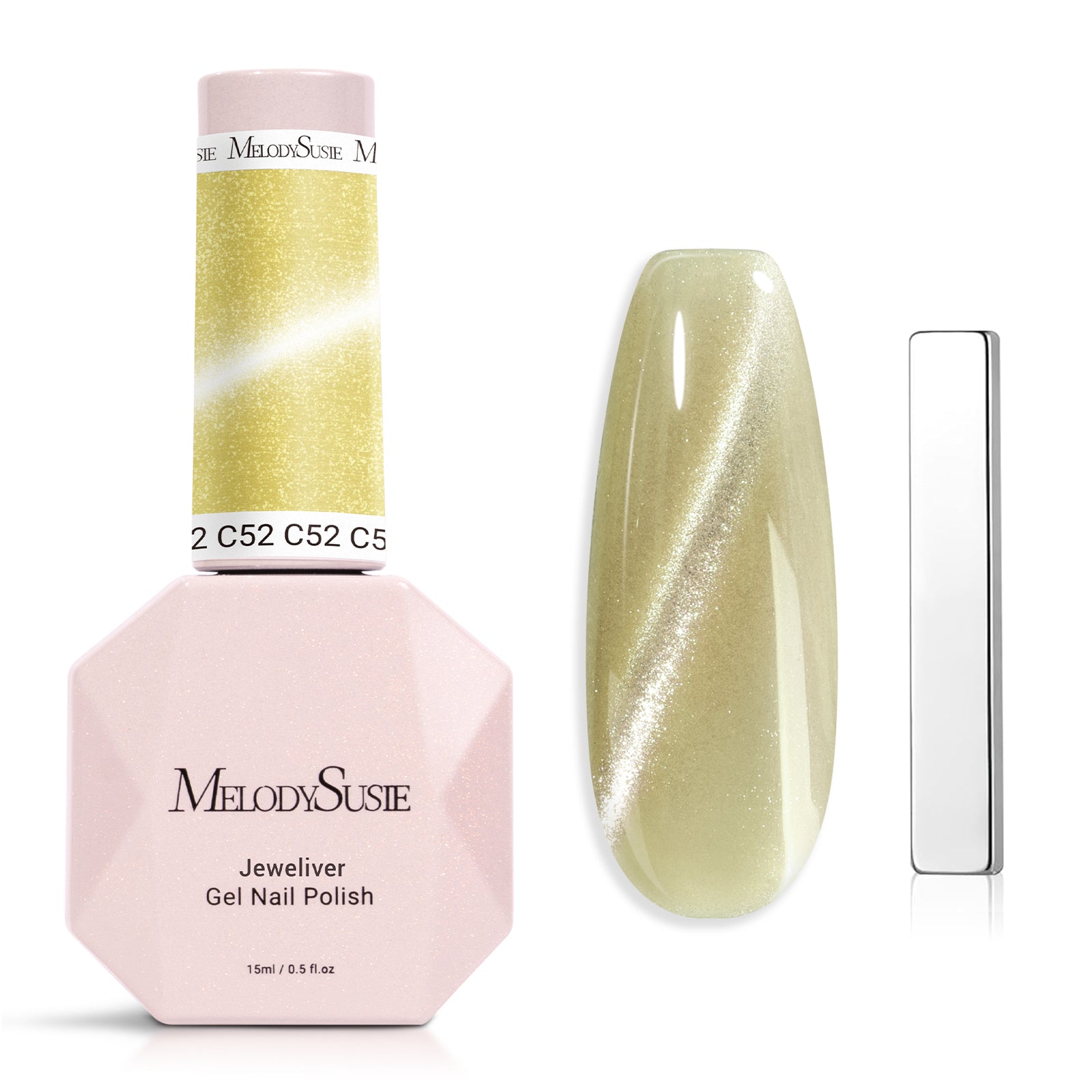 Jeweliver Cat Eye Gel Nail Polish 0.5 fl oz/15ml -  Golden Green C52