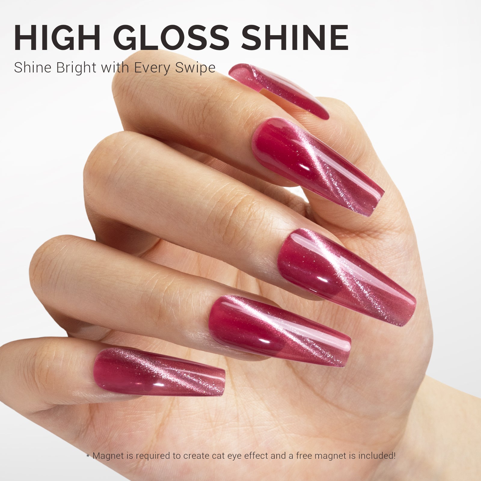 Jeweliver Cat Eye Gel Nail Polish 0.5 fl oz/15ml - Hot pink C25 - 图片3