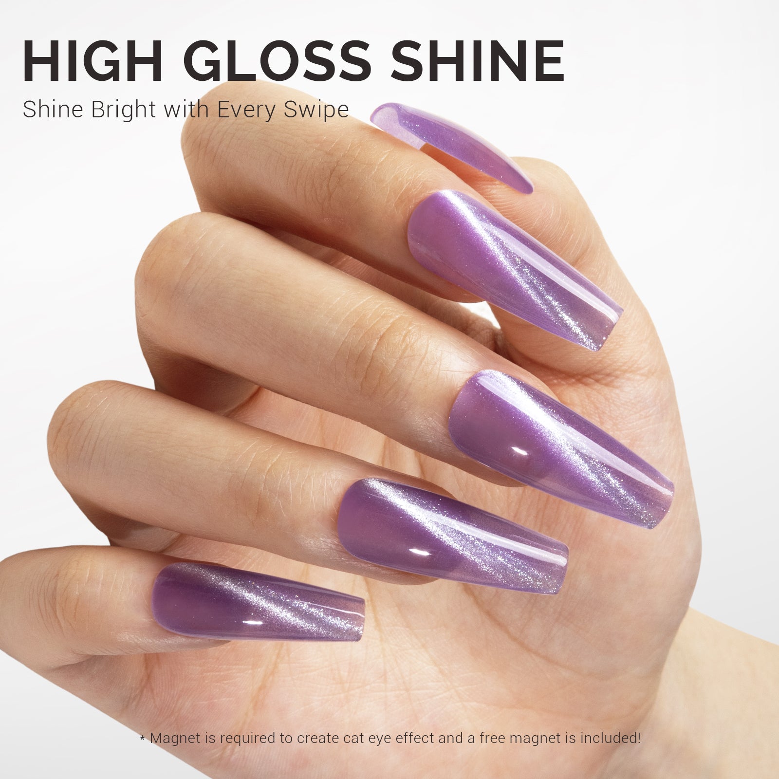 Jeweliver Cat Eye Gel Nail Polish 0.5 fl oz/15ml - Light Purple C16 - 图片3