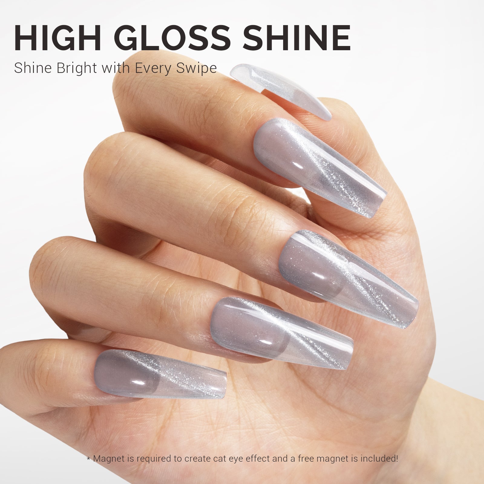 Jeweliver Cat Eye Gel Nail Polish 0.5 fl oz/15ml - Moonlit Silver C01 - 图片3