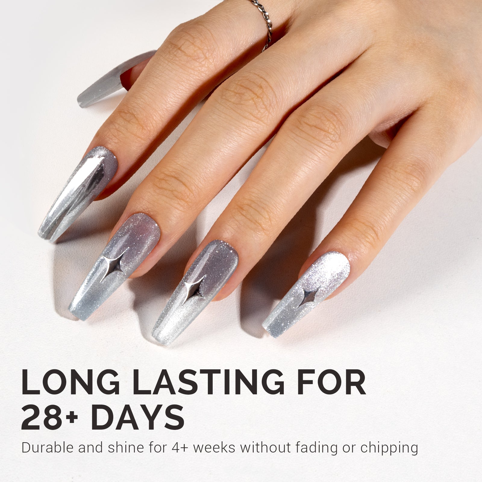 Jeweliver Cat Eye Gel Nail Polish 0.5 fl oz/15ml - Moonlit Silver C01 - 图片4