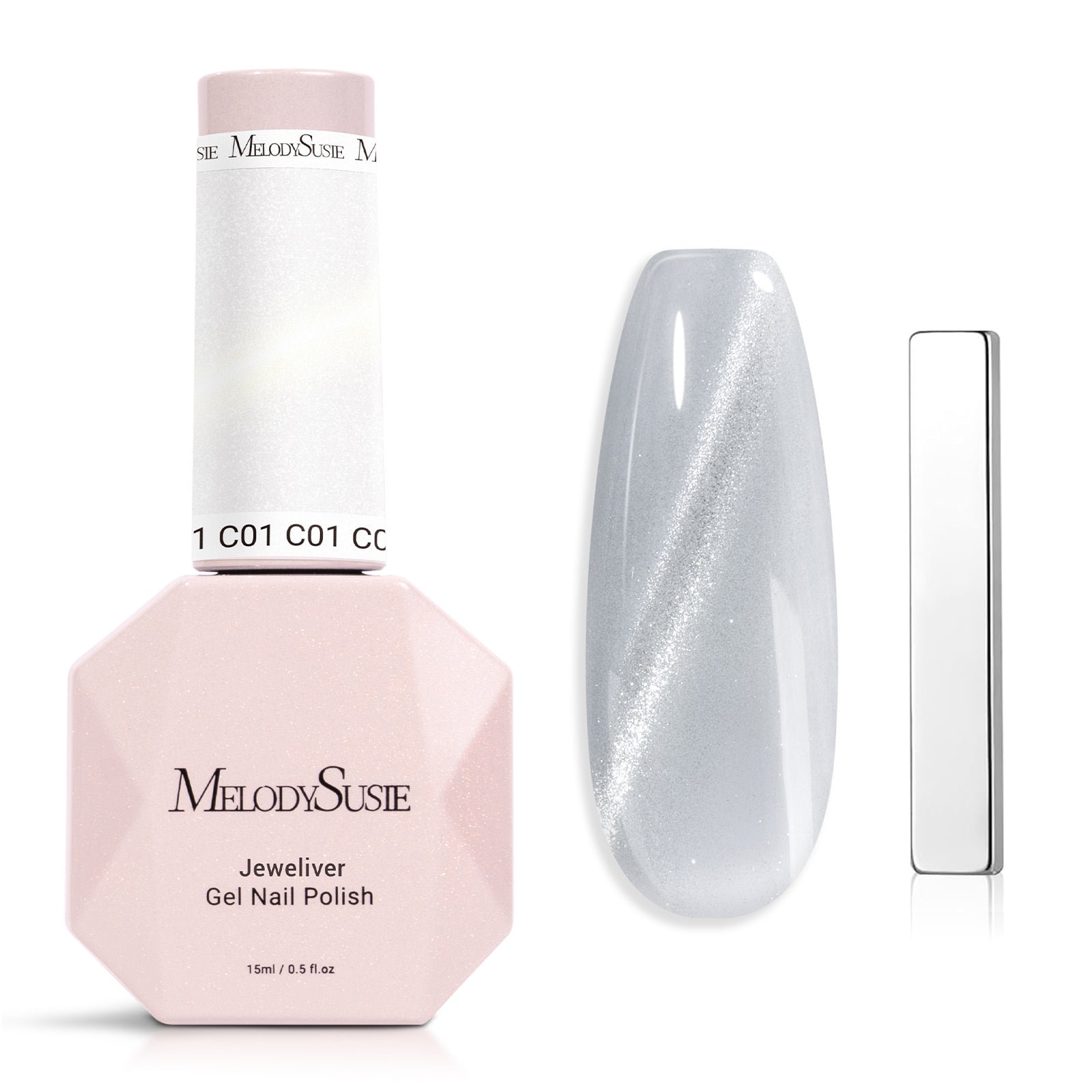 Jeweliver Cat Eye Gel Nail Polish 0.5 fl oz/15ml - Moonlit Silver C01