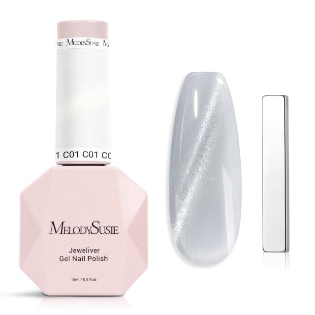 Jeweliver Cat Eye Gel Nail Polish 0.5 fl oz/15ml - Moonlit Silver C01