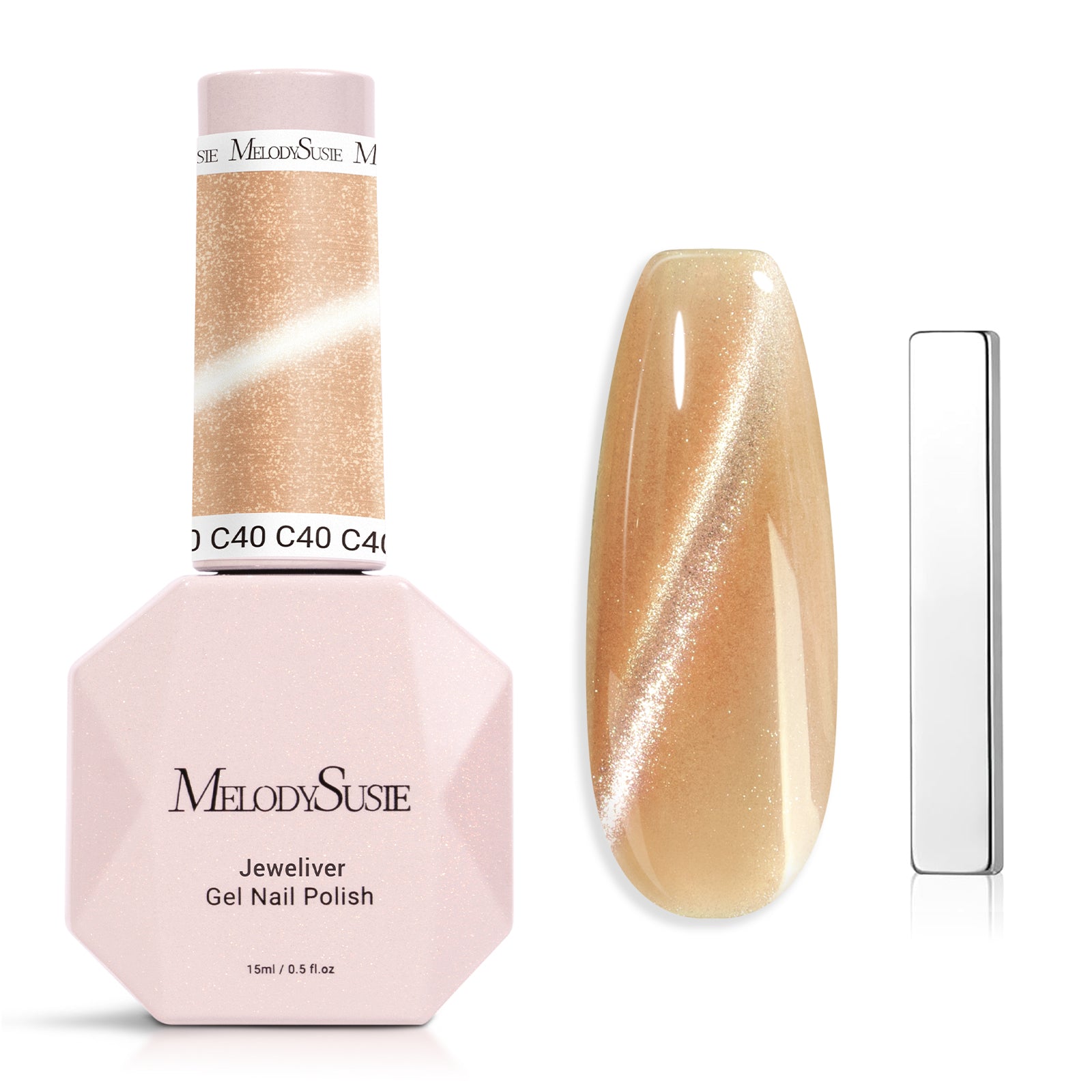 Jeweliver Cat Eye Gel Nail Polish 0.5 fl oz/15ml - Nude Apricot C40