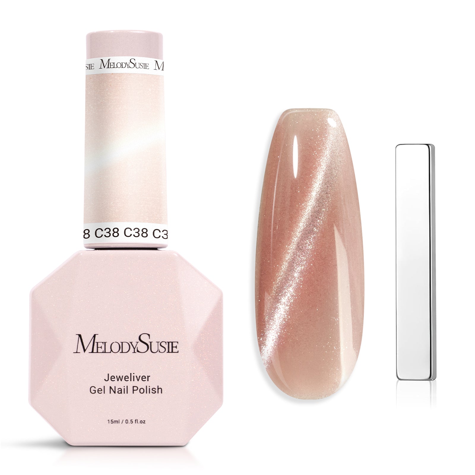 Jeweliver Cat Eye Gel Nail Polish 0.5 fl oz/15ml - Nude Pink C38