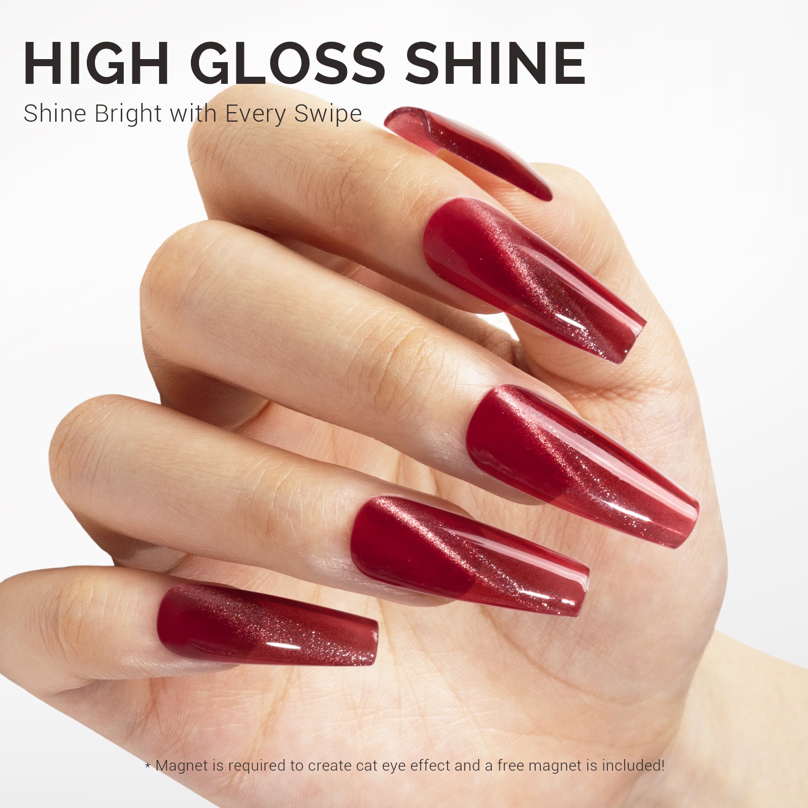 Jeweliver Cat Eye Gel Nail Polish 0.5 fl oz/15ml -  Pigeon's Blood Red C66 - 图片3