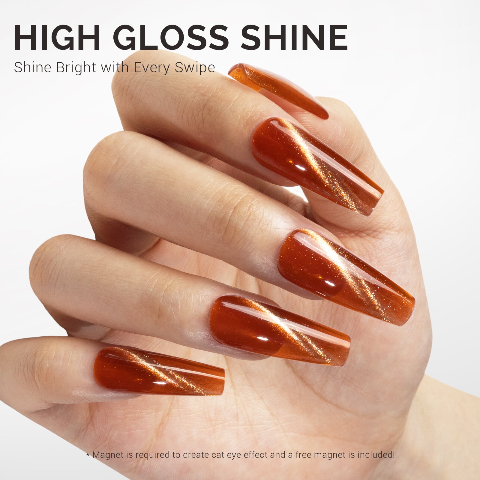 Jeweliver Cat Eye Gel Nail Polish 0.5 fl oz/15ml -  Red Orange C68 - 图片3