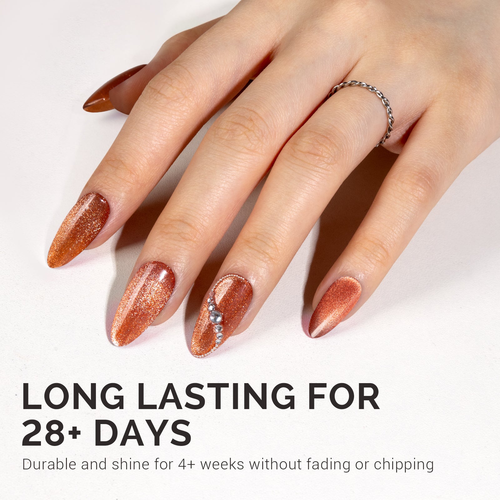 Jeweliver Cat Eye Gel Nail Polish 0.5 fl oz/15ml -  Red Orange C68 - 图片4