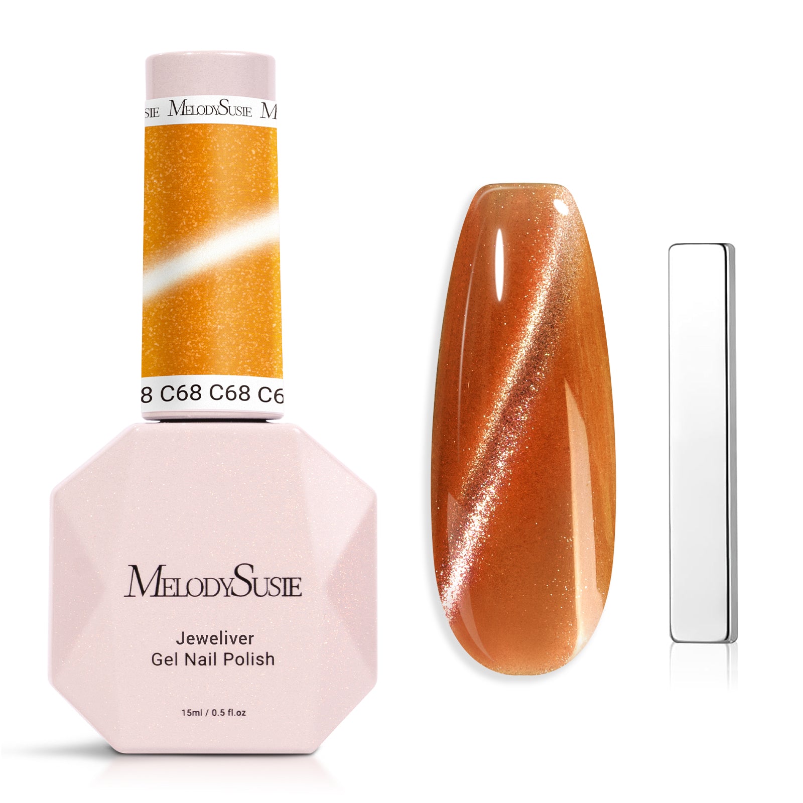 Jeweliver Cat Eye Gel Nail Polish 0.5 fl oz/15ml -  Red Orange C68