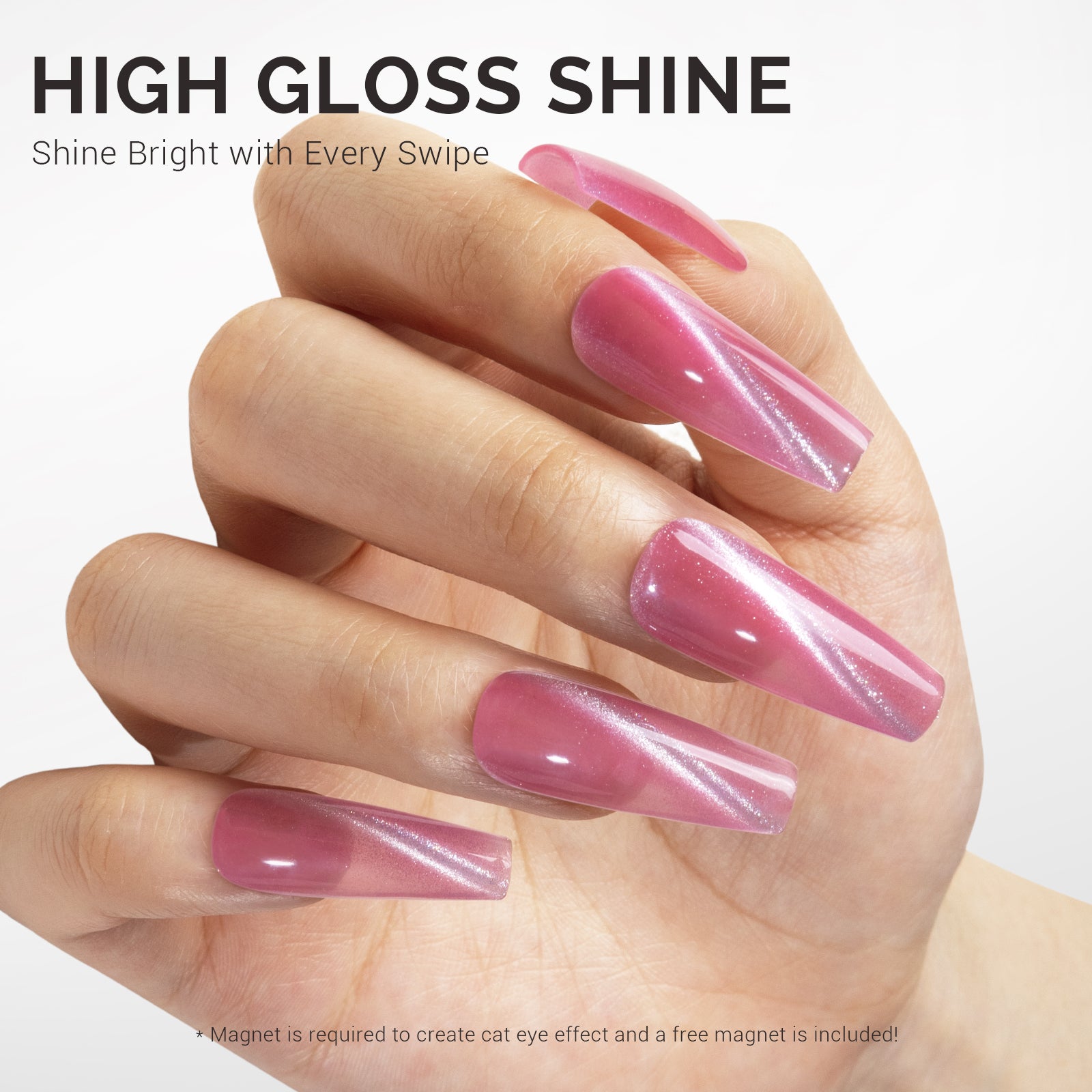 Jeweliver Cat Eye Gel Nail Polish 0.5 fl oz/15ml - Rose Pink C47 - 图片3