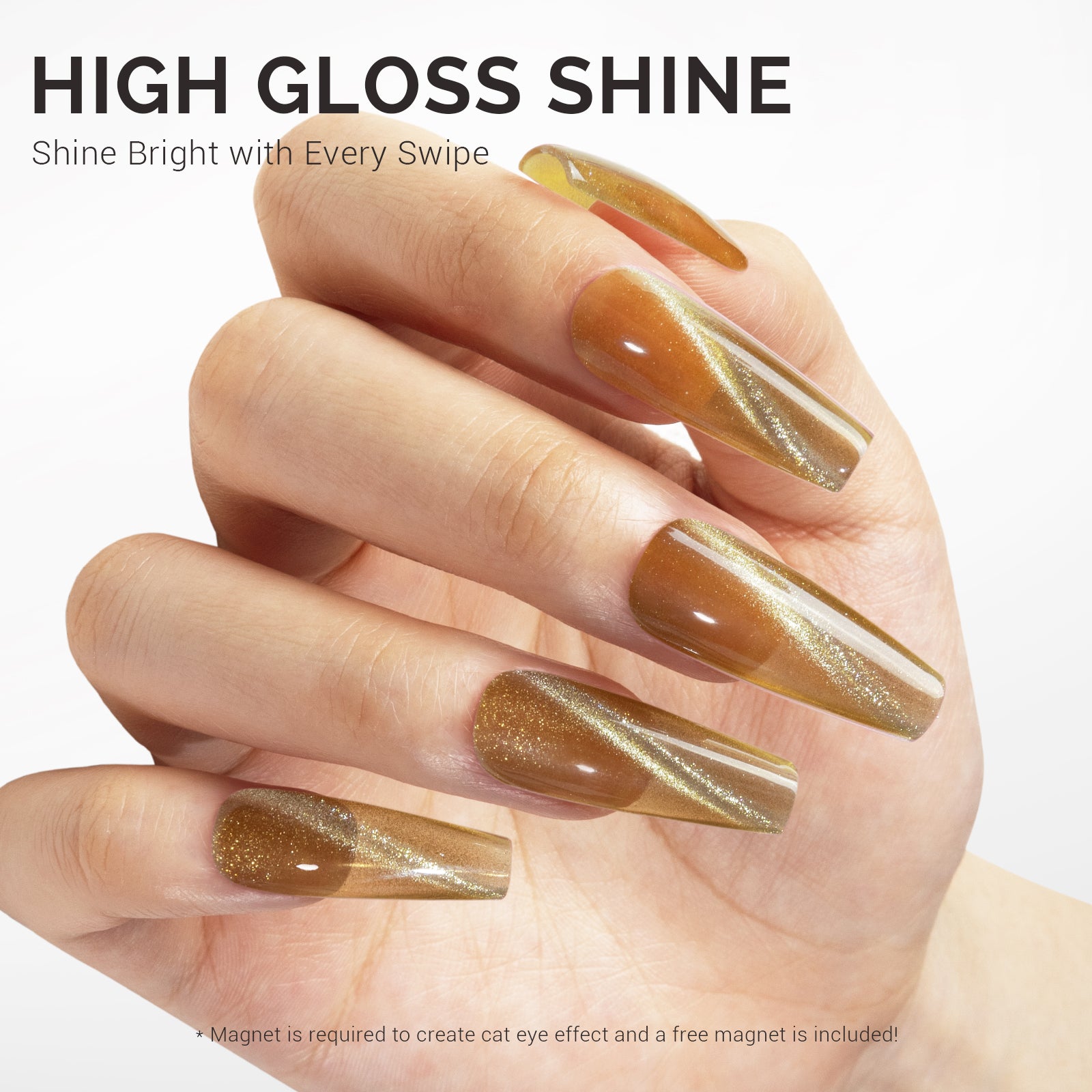 Jeweliver Cat Eye Gel Nail Polish 0.5 fl oz/15ml - Rutile Golden C09 - 图片3