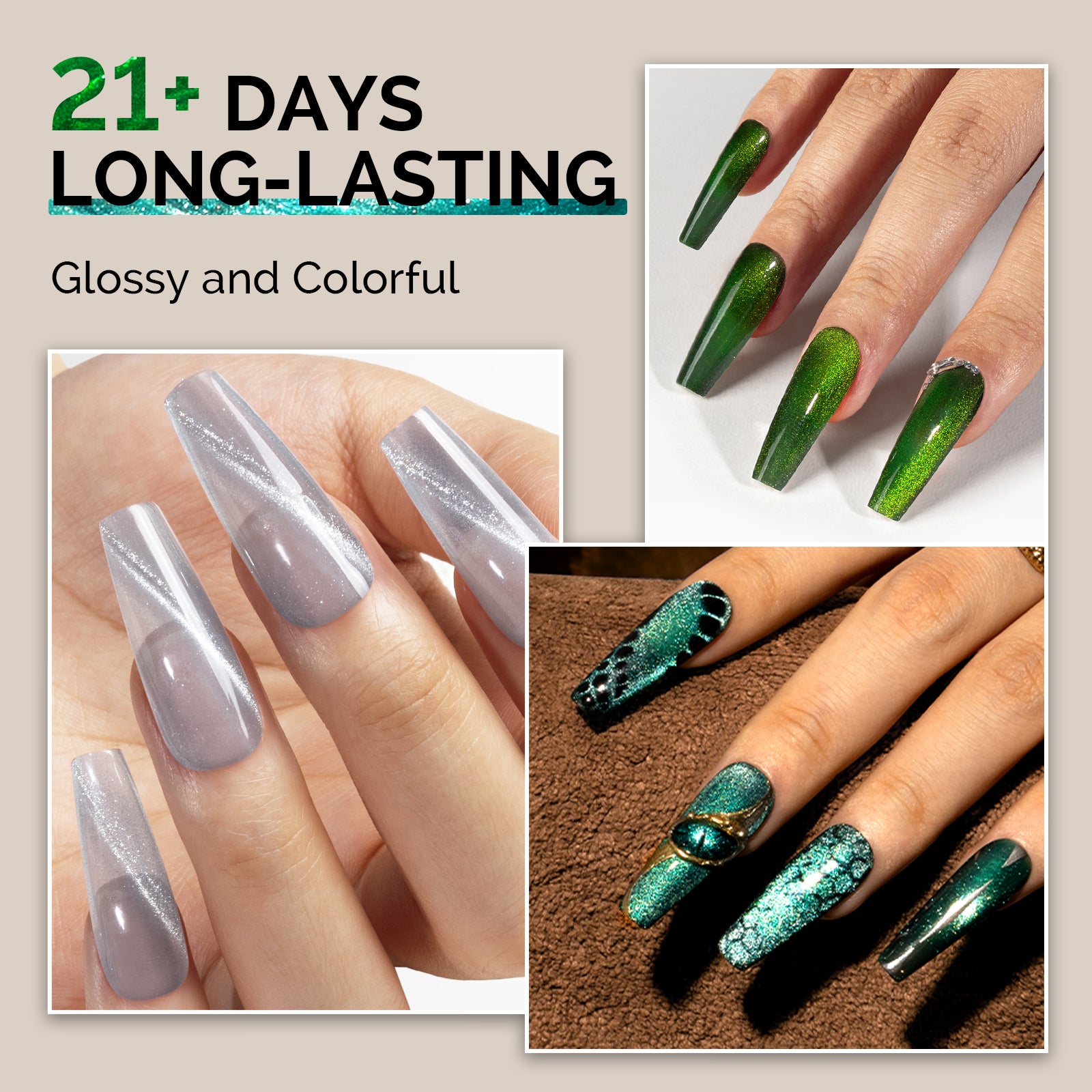 Jeweliver Cat Eye Gel Polish 6 Colors Set 0.5 fl oz/15ml - Blue and Green - 图片4