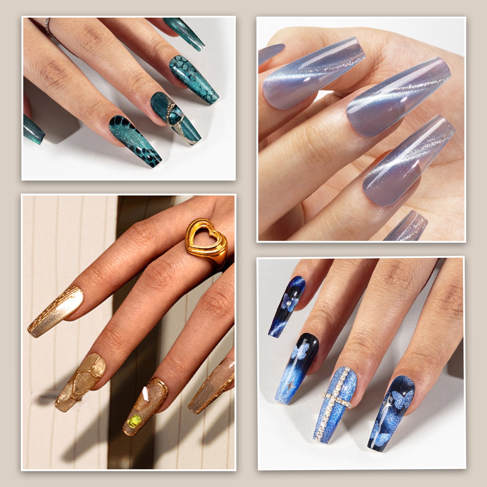 Jeweliver Cat Eye Gel Polish 6 Colors Set 0.5 fl oz/15ml - Blue and Green - 图片5