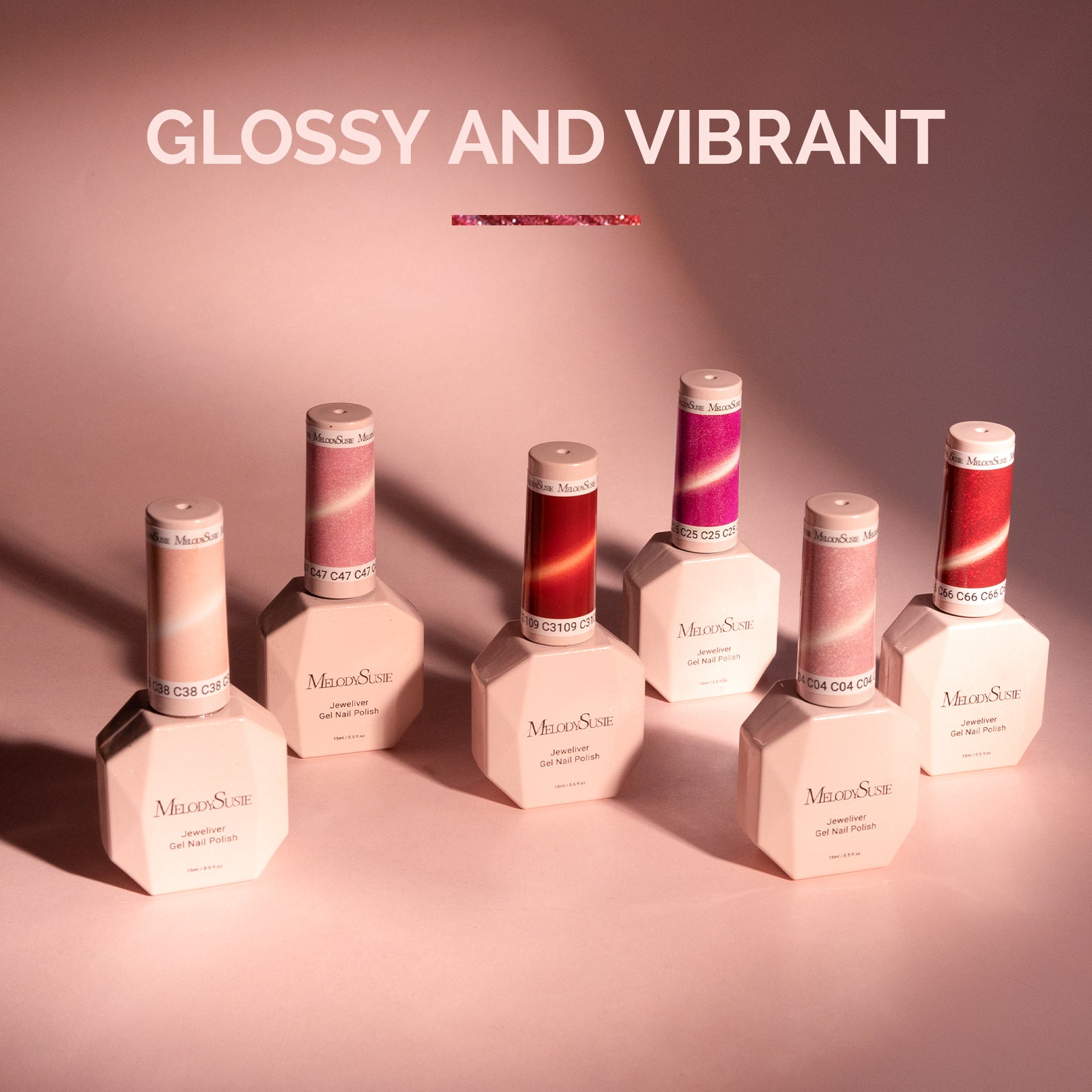 Jeweliver Cat Eye Gel Polish 6 Colors Set 0.5 fl oz/15ml - Pink and Red - 图片2