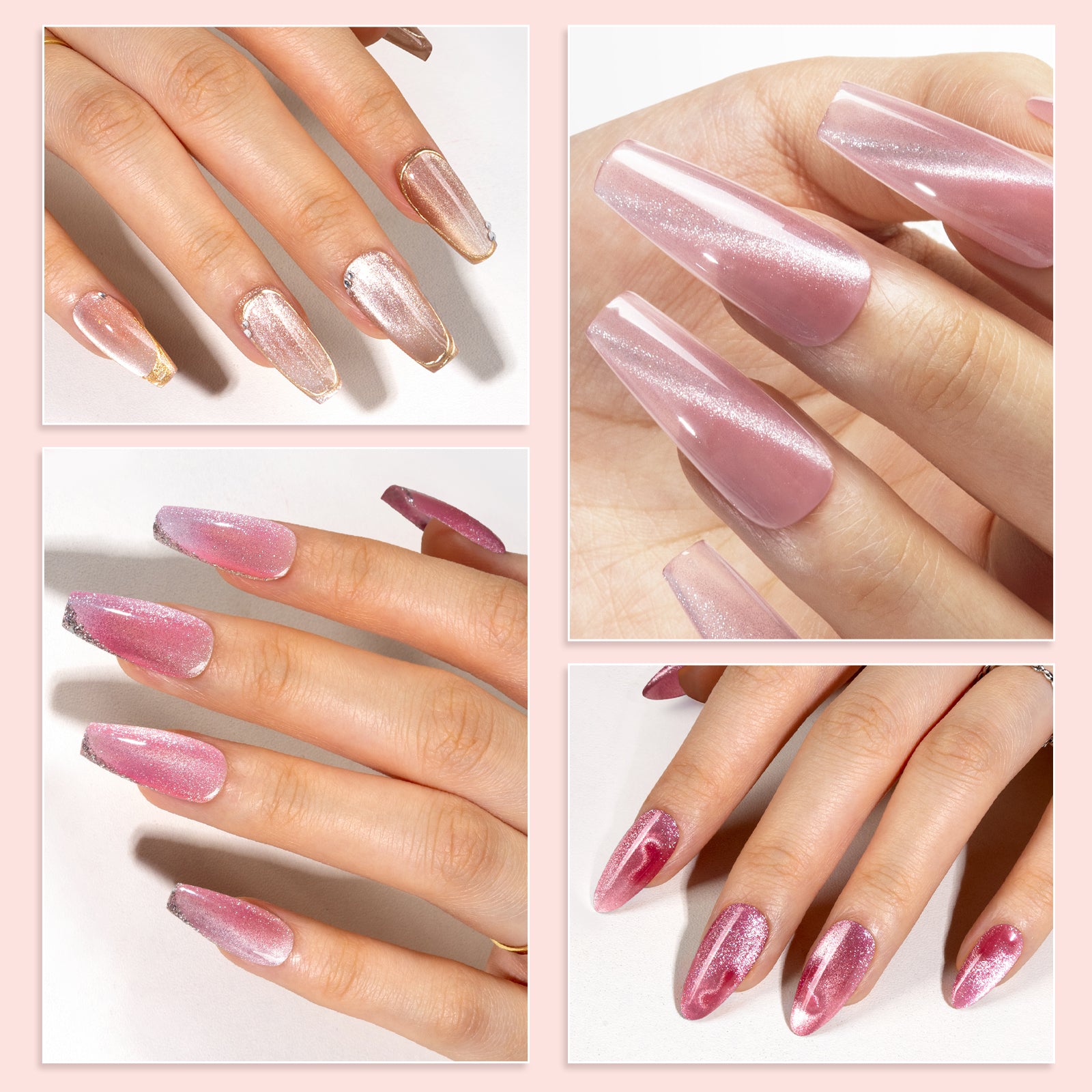 Jeweliver Cat Eye Gel Polish 6 Colors Set 0.5 fl oz/15ml - Pink and Red - 图片5