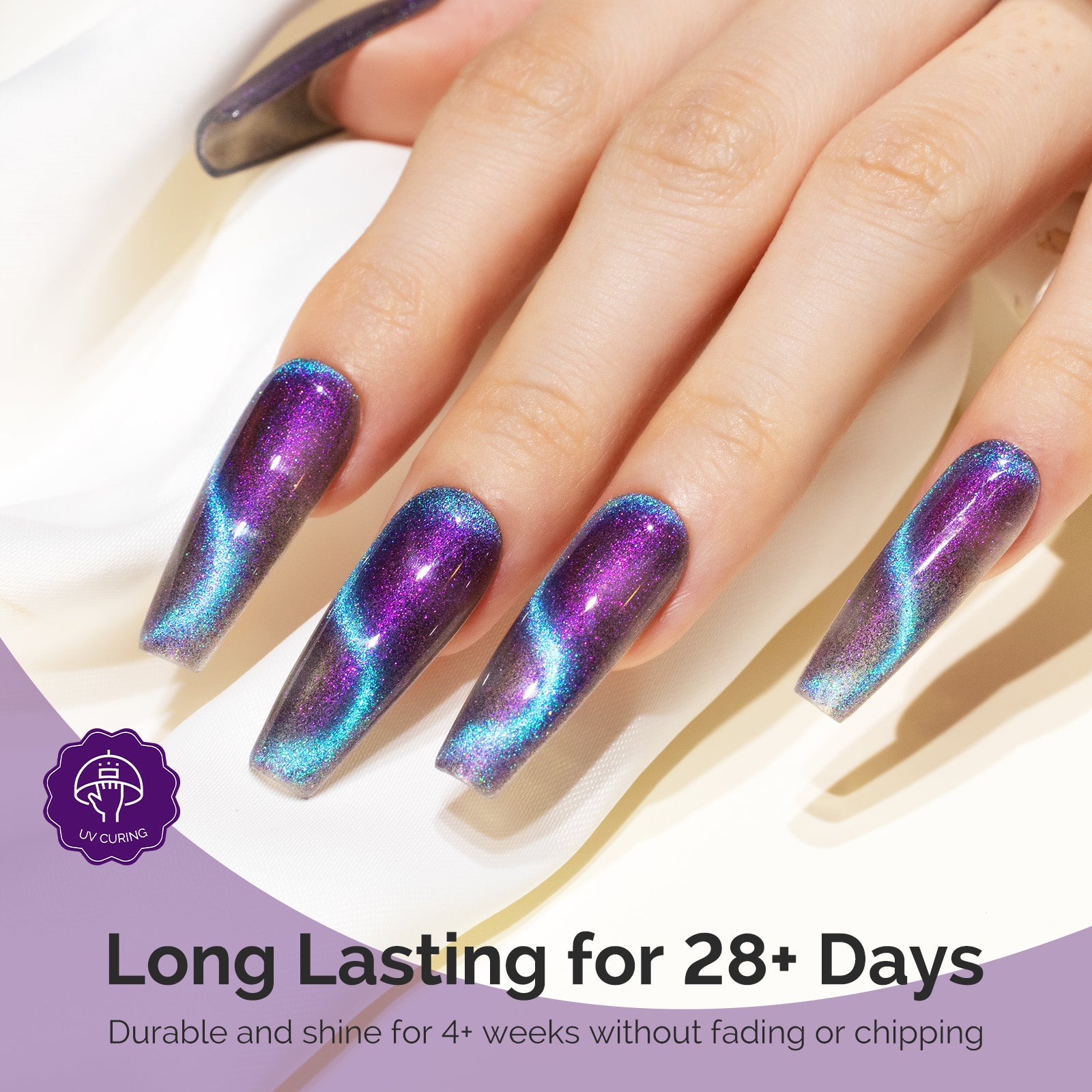 Jeweliver Cat Eye HEMA-Free & TPO-Free Gel Nail Polish 0.5 fl oz/15ml - 9D Chameleon Blue 1702 - 图片5