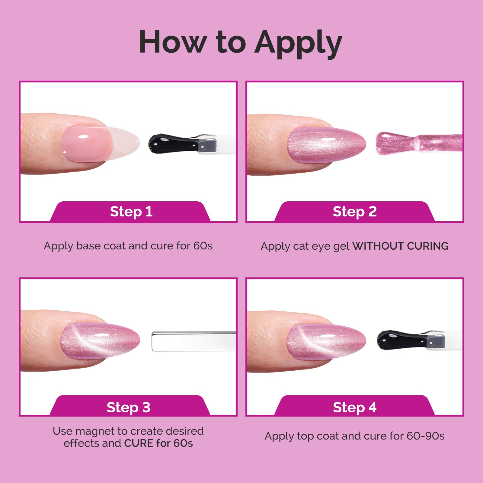 Jeweliver Cat Eye HEMA-Free & TPO-Free Gel Nail Polish 0.5 fl oz/15ml - 9D Chameleon Pink 1601 - 图片6