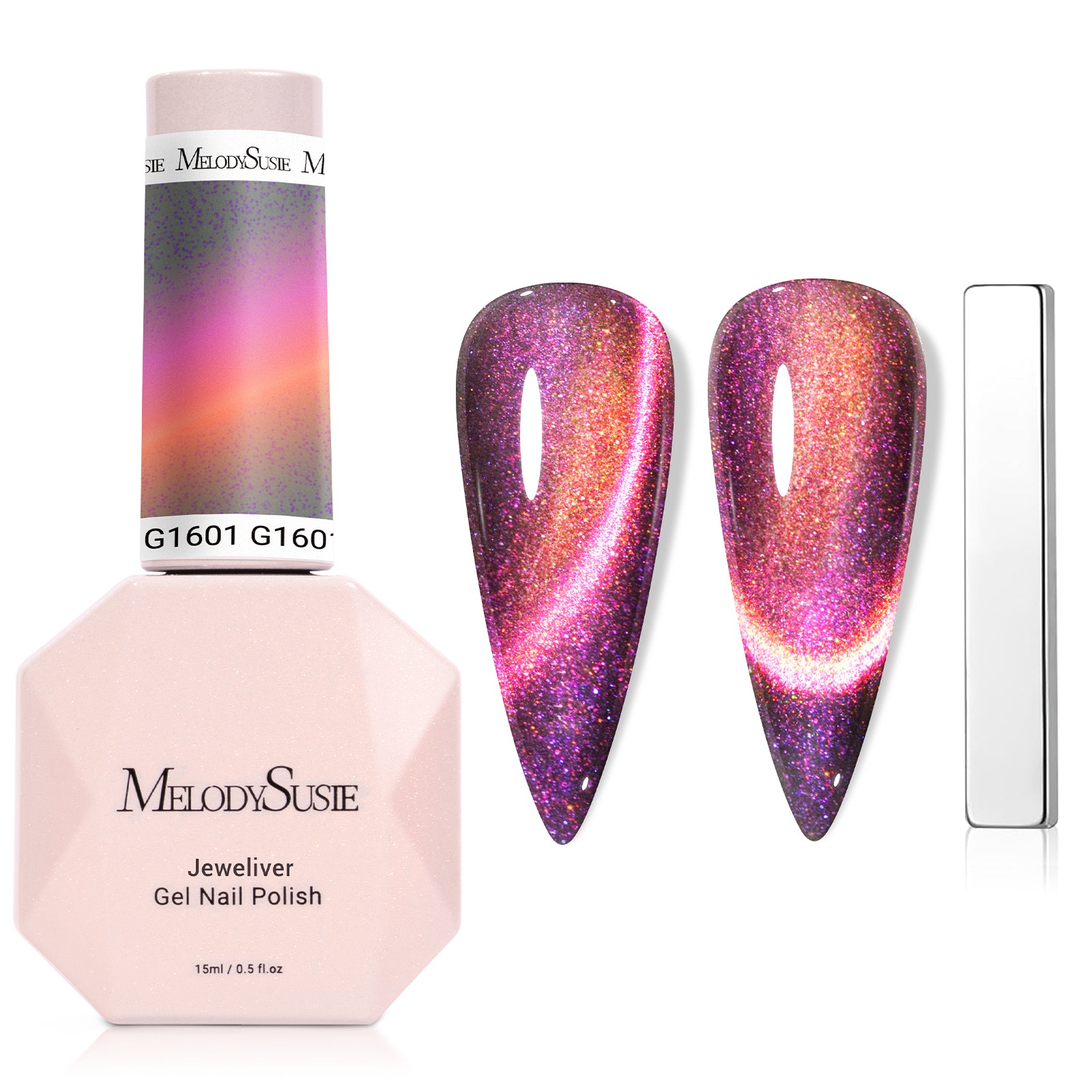 Jeweliver Cat Eye HEMA-Free & TPO-Free Gel Nail Polish 0.5 fl oz/15ml - 9D Chameleon Pink 1601