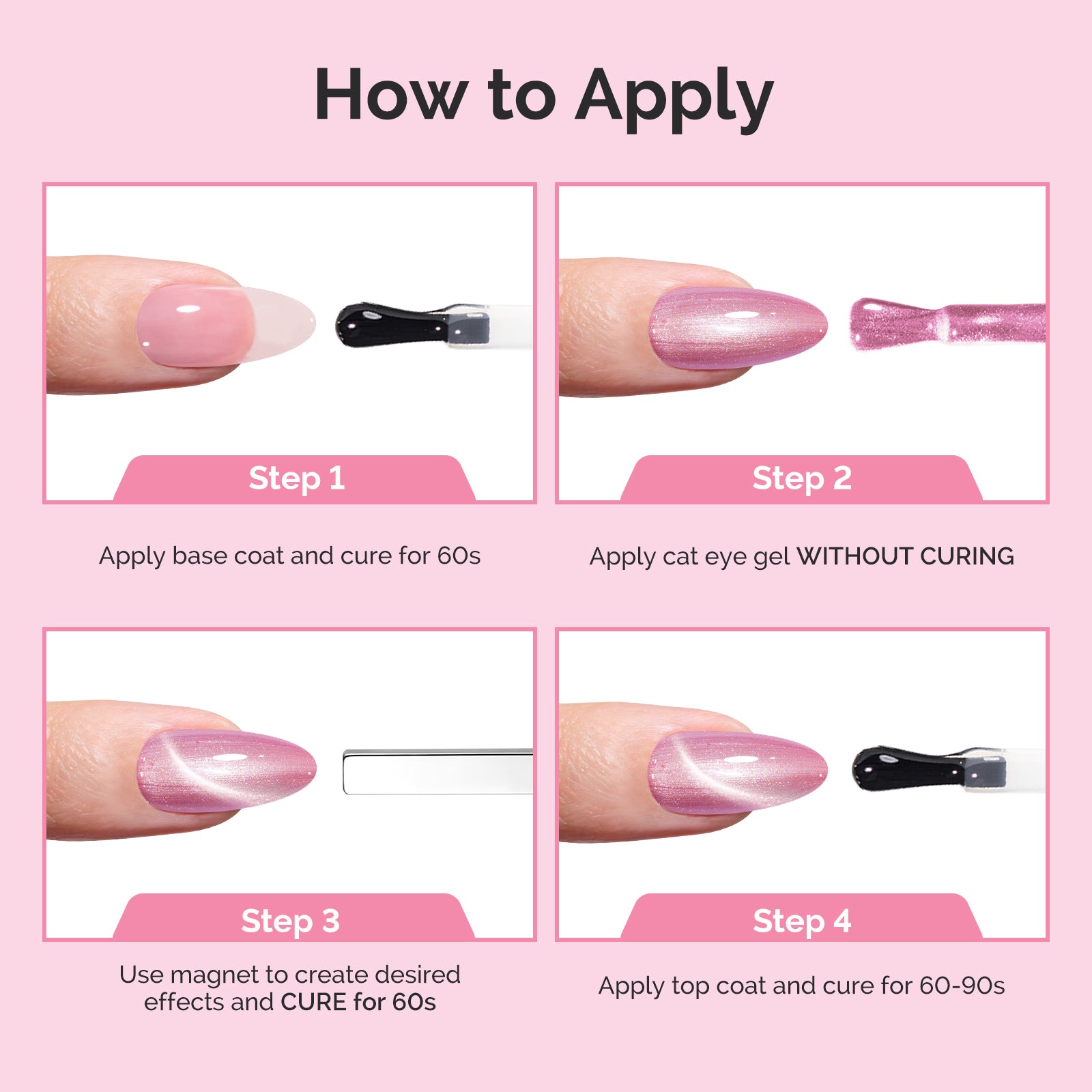 Jeweliver Cat Eye HEMA-Free & TPO-Free Gel Nail Polish 0.5 fl oz/15ml - A-1603 Pearl Bubblegum Pink - 图片6