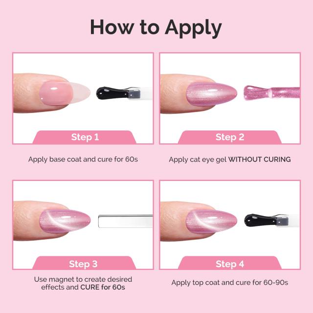Jeweliver Cat Eye HEMA-Free & TPO-Free Gel Nail Polish 0.5 fl oz/15ml - A-1603 Pearl Bubblegum Pink