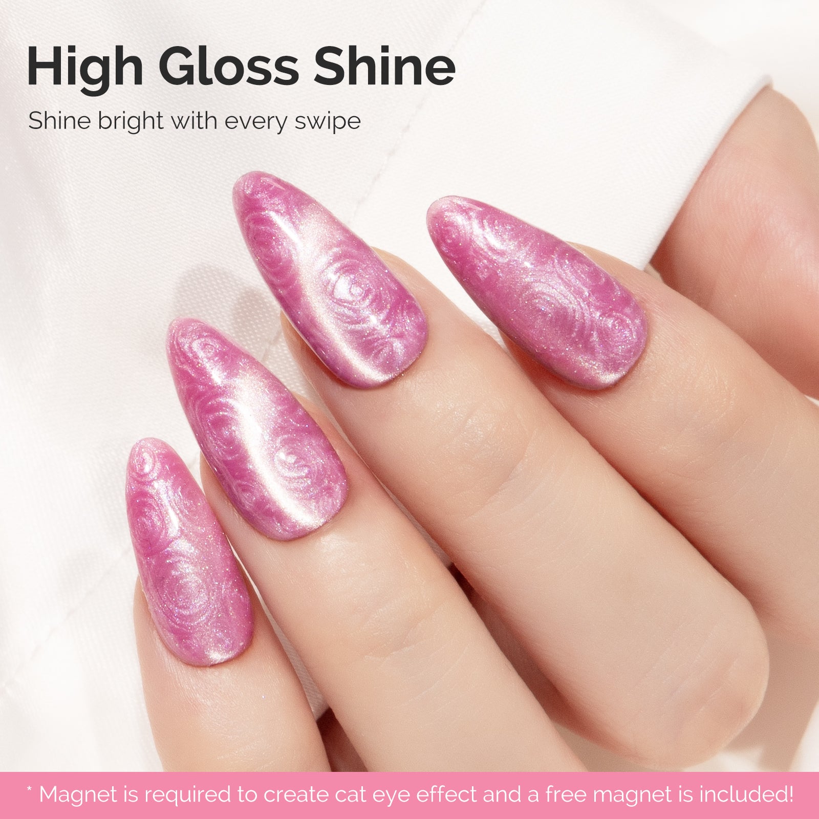 Jeweliver Cat Eye HEMA-Free & TPO-Free Gel Nail Polish 0.5 fl oz/15ml - A-1603 Pearl Bubblegum Pink - 图片4
