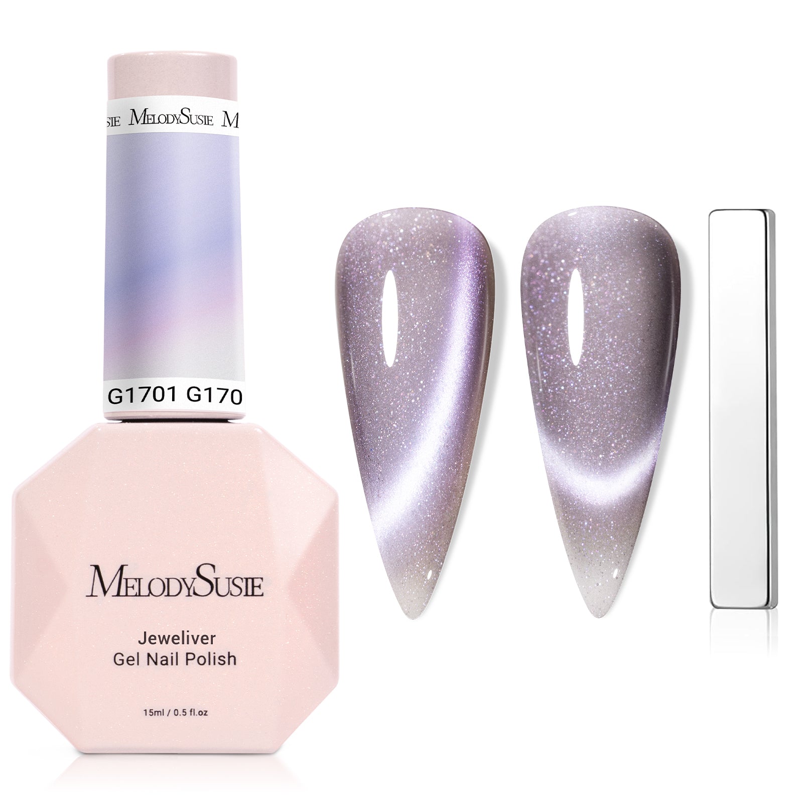 Jeweliver Cat Eye HEMA-Free & TPO-Free Gel Nail Polish 0.5 fl oz/15ml - Aurora Blue Purple 1701