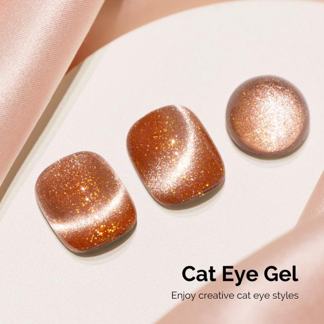 Jeweliver Cat Eye HEMA-Free & TPO-Free Gel Nail Polish 0.5 fl oz/15ml - Gold Pink 1401