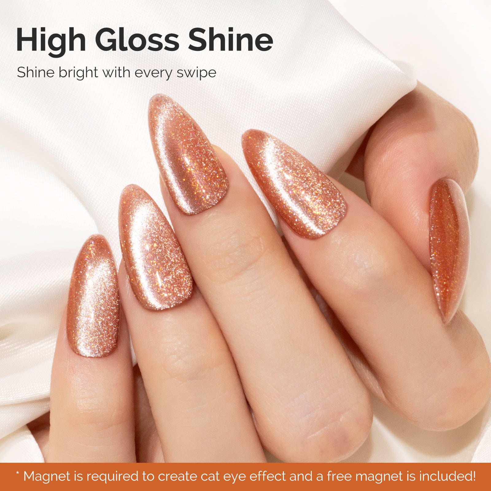 Jeweliver Cat Eye HEMA-Free & TPO-Free Gel Nail Polish 0.5 fl oz/15ml - Gold Pink 1401 - 图片4