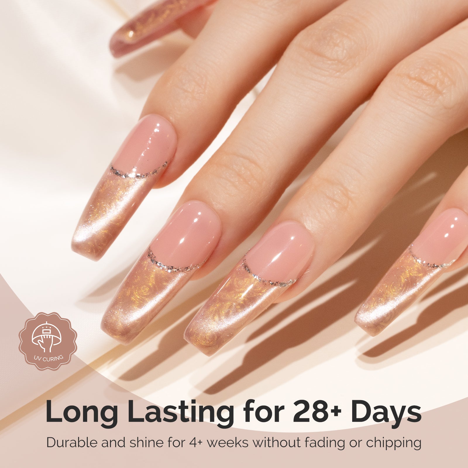 Jeweliver Cat Eye HEMA-Free & TPO-Free Gel Nail Polish 0.5 fl oz/15ml - Pearl Gold 1402 - 图片4