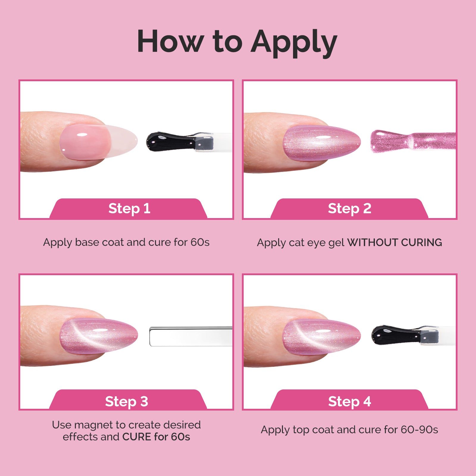 Jeweliver Cat Eye HEMA-Free & TPO-Free Gel Nail Polish 0.5 fl oz/15ml - Starry Pink 1602 - 图片6