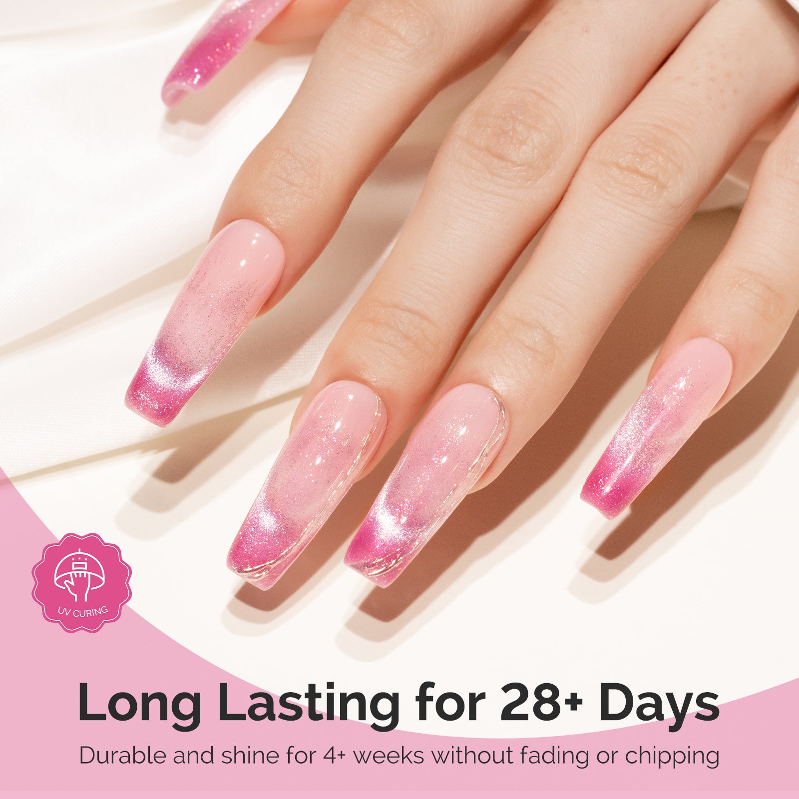 Jeweliver Cat Eye HEMA-Free & TPO-Free Gel Nail Polish 0.5 fl oz/15ml - Starry Pink 1602 - 图片5