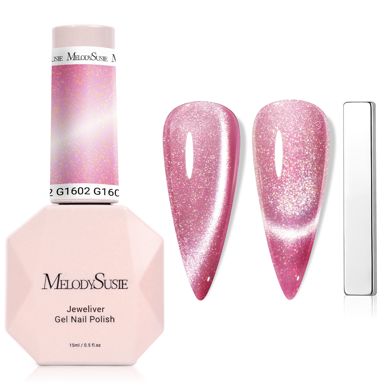Jeweliver Cat Eye HEMA-Free & TPO-Free Gel Nail Polish 0.5 fl oz/15ml - Starry Pink 1602