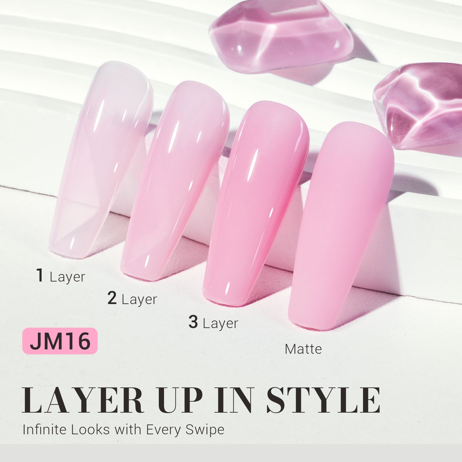 Jeweliver Jelly TPO-Free Gel Nail Polish 0.5 fl oz/15ml - Berry Pink JM16 - 图片2