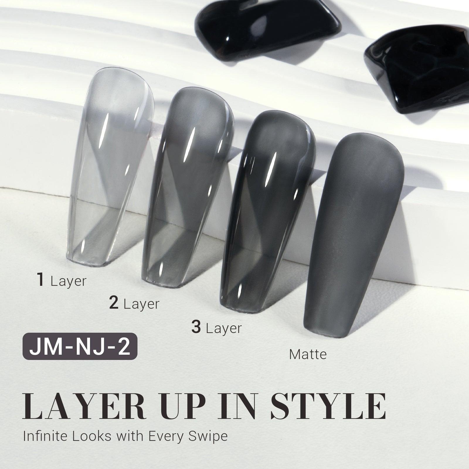 Jeweliver Jelly TPO-Free Gel Nail Polish 0.5 fl oz/15ml - Transparent Black JM-NJ-4 - 图片2
