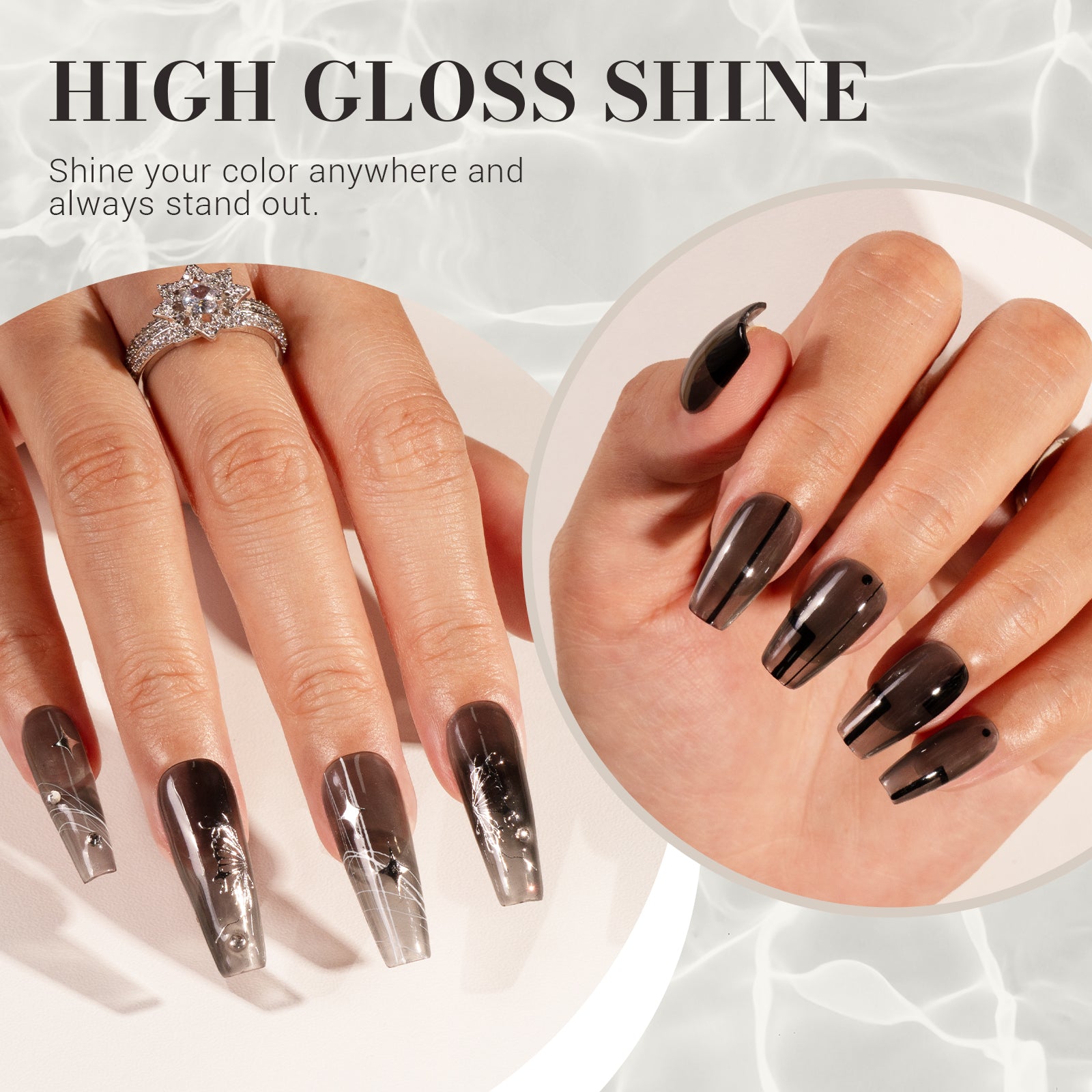 Jeweliver Jelly TPO-Free Gel Nail Polish 0.5 fl oz/15ml - Transparent Black JM-NJ-4 - 图片3