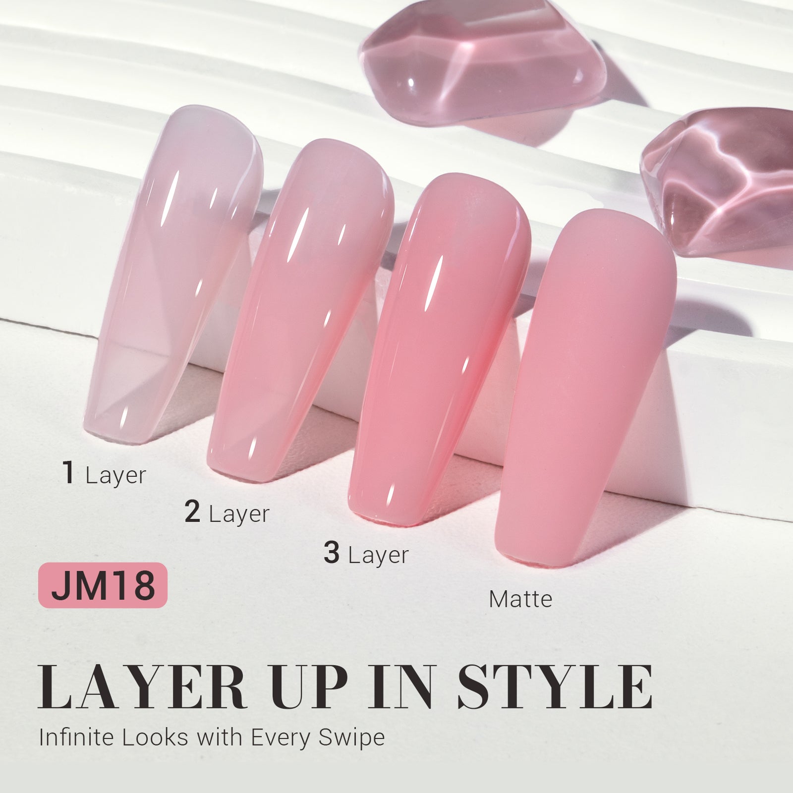 Jeweliver Jelly TPO-Free Gel Nail Polish 0.5 fl oz/15ml - Dark Pink JM18 - 图片2