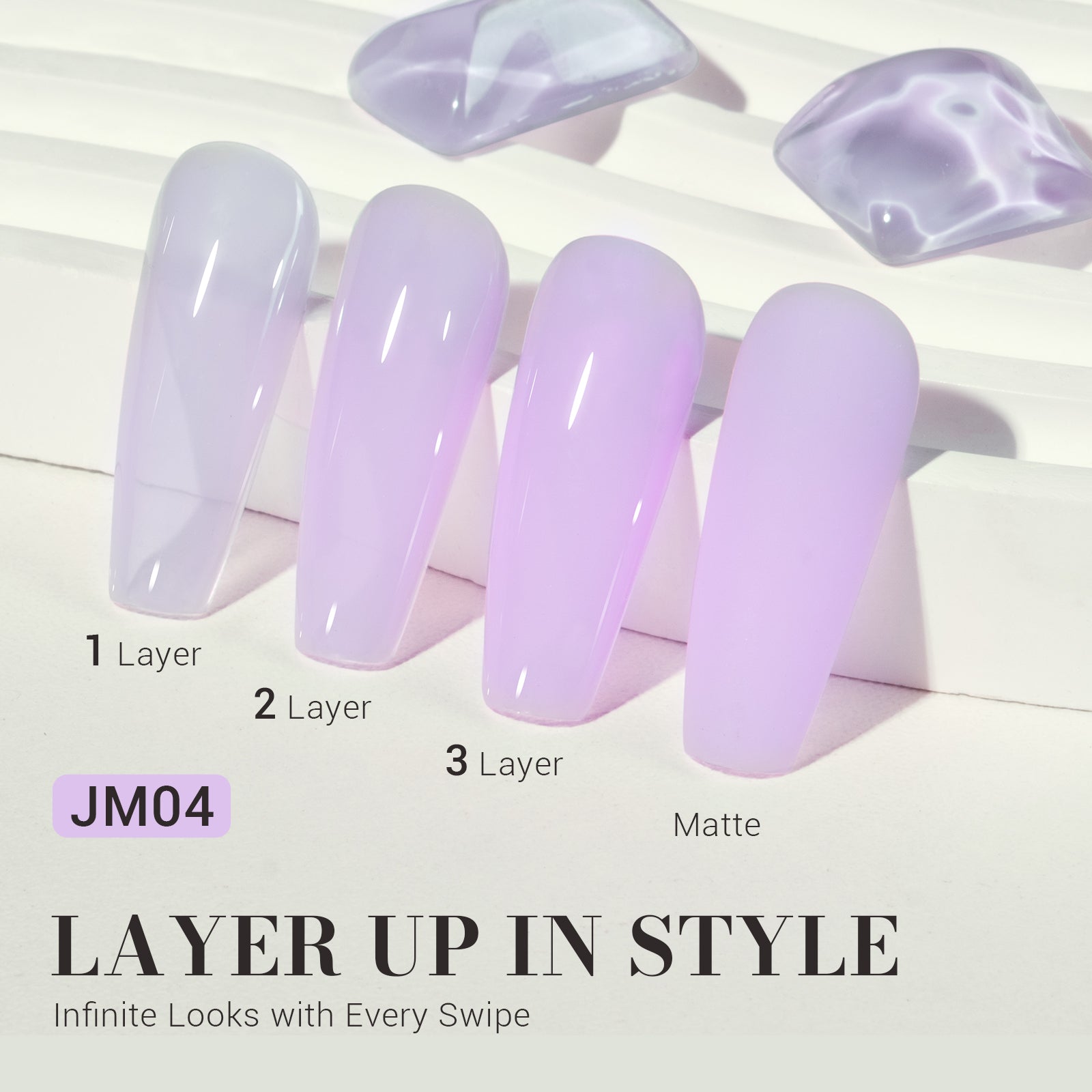 Jeweliver Jelly TPO-Free Gel Nail Polish 0.5 fl oz/15ml - Fog Purple JM04 - 图片2