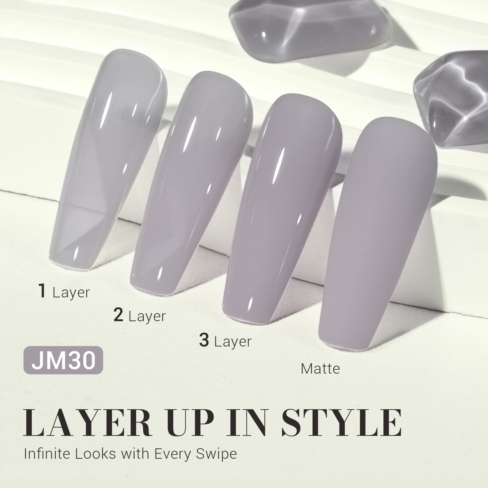 Jeweliver Jelly TPO-Free Gel Nail Polish 0.5 fl oz/15ml - Gray JM30 - 图片2