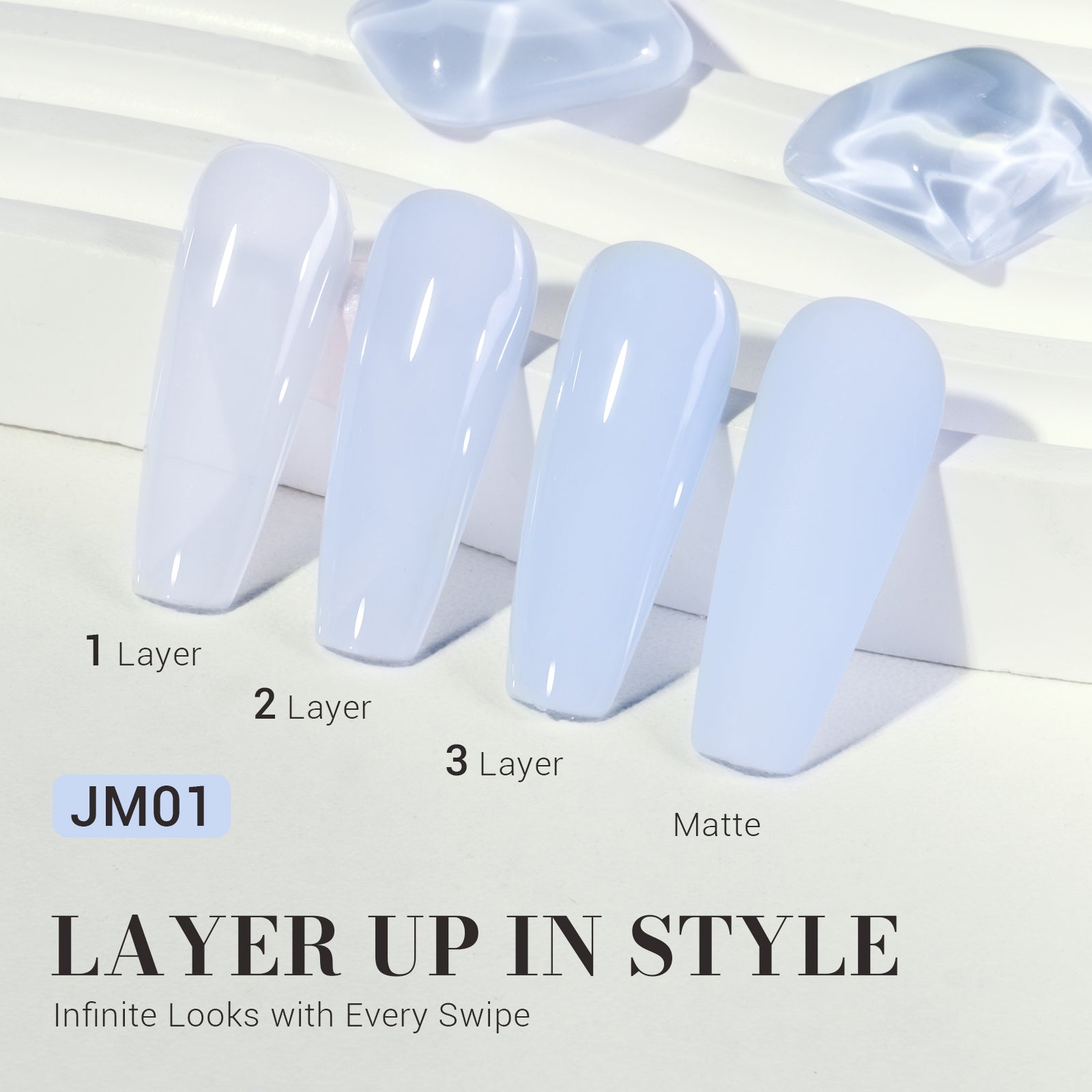 Jeweliver Jelly TPO-Free Gel Nail Polish 0.5 fl oz/15ml - Light Blue JM01 - 图片2